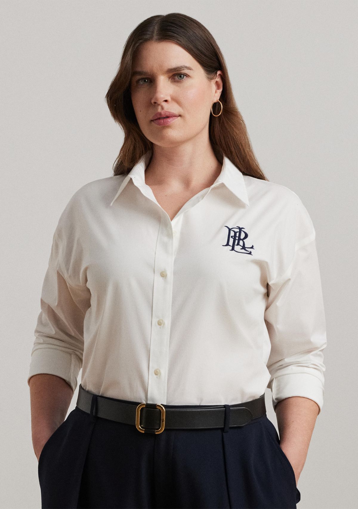 Plus Size Relaxed Fit Stretch Cotton Shirt