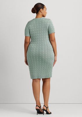 LAUREN Ralph Lauren Plus Size Cable-Knit Buckle Trim Sweaterdress