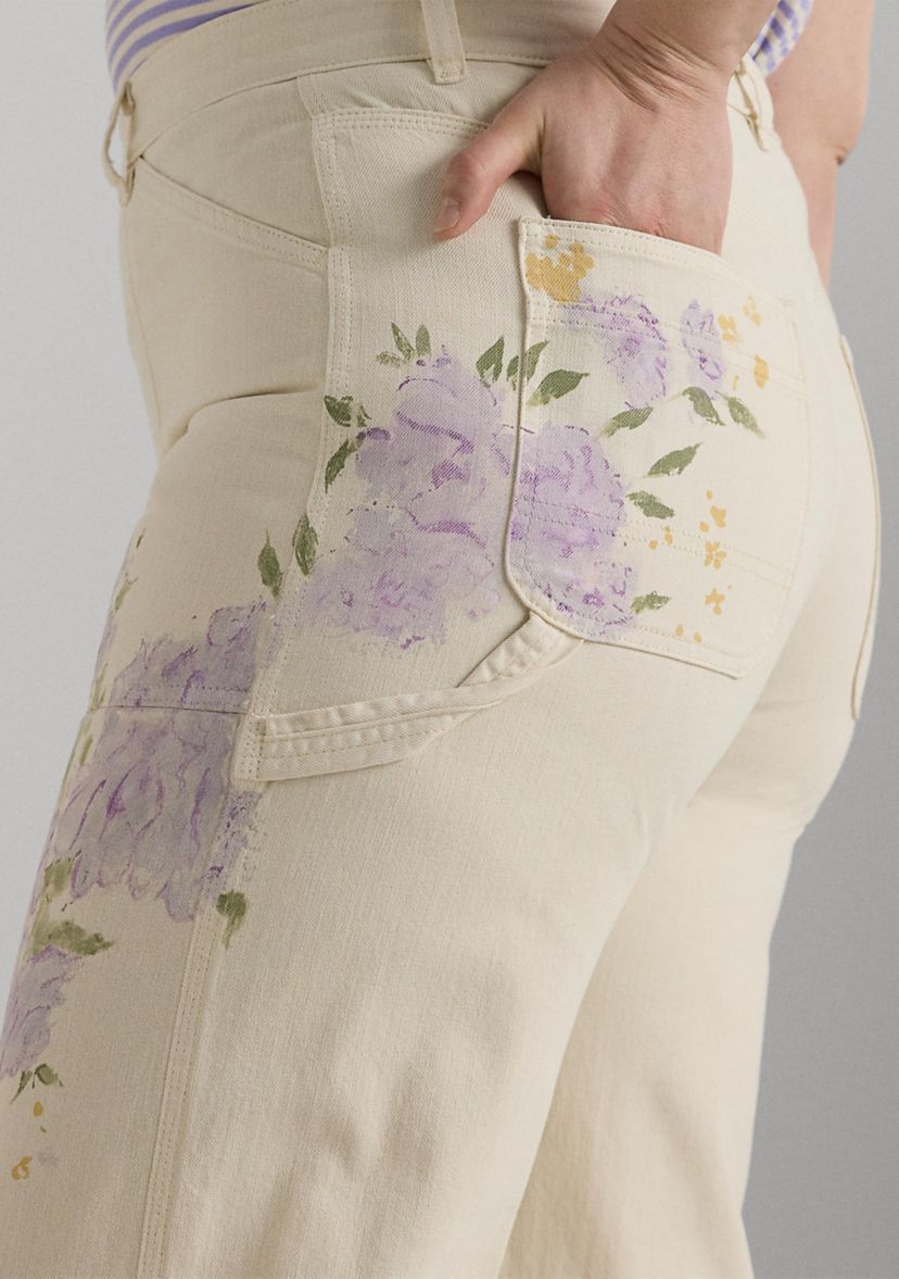 Plus Size Floral High Rise Wide Leg Jeans