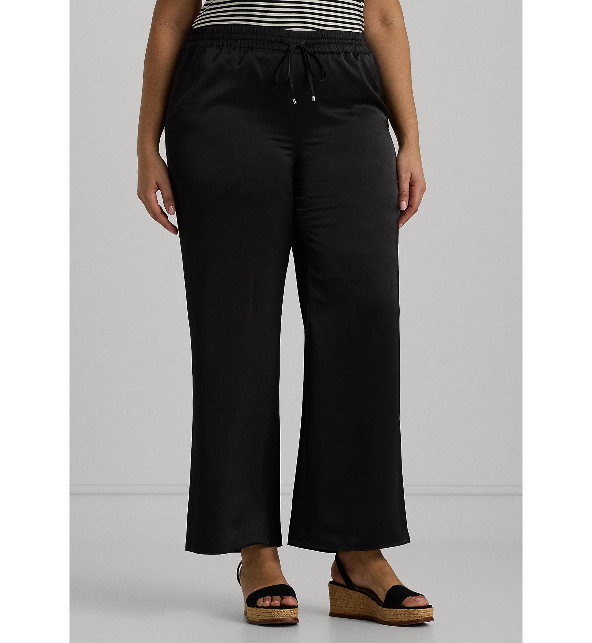 Plus Size Satin Charmeuse Wide Leg Pants