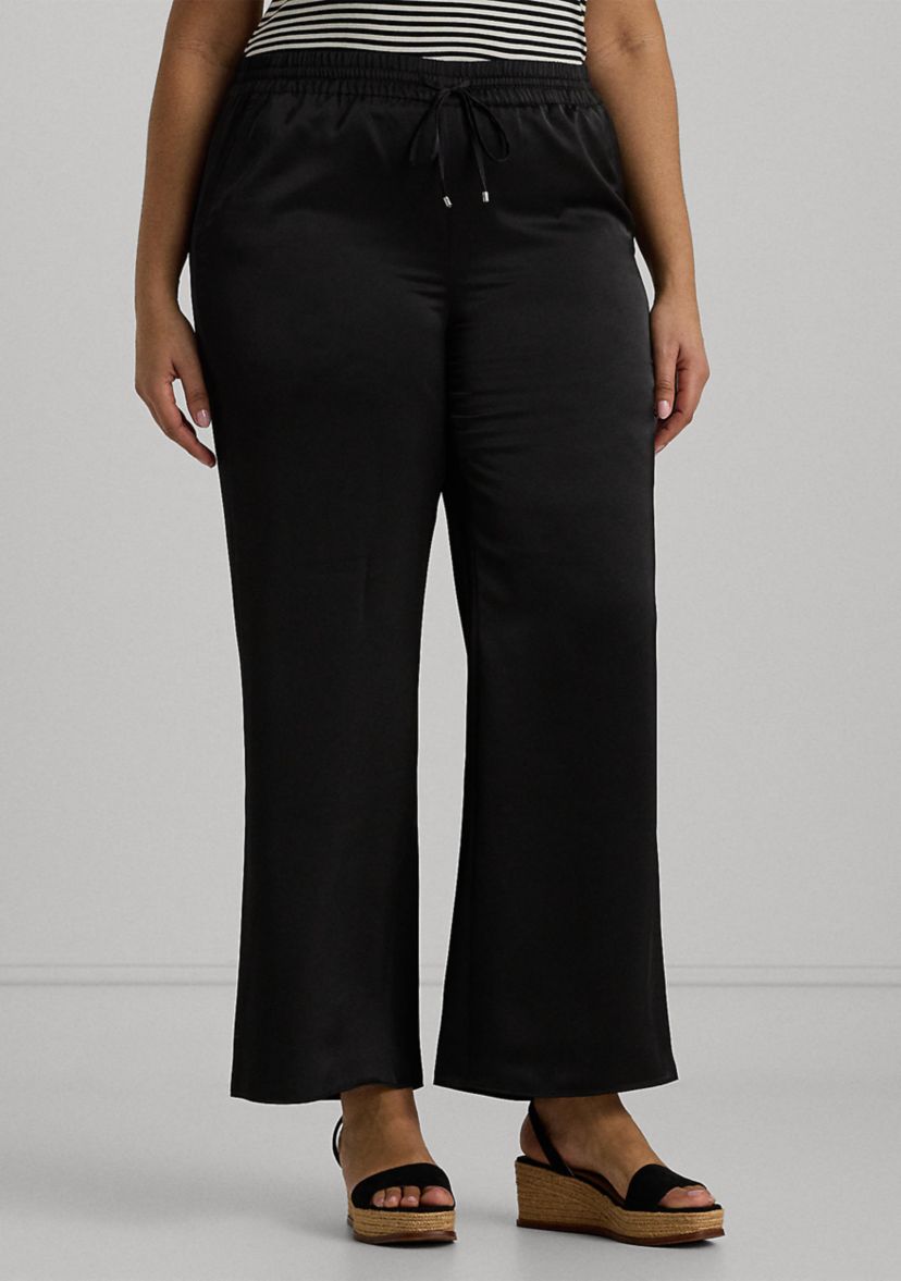 Plus Size Satin Charmeuse Wide Leg Pants