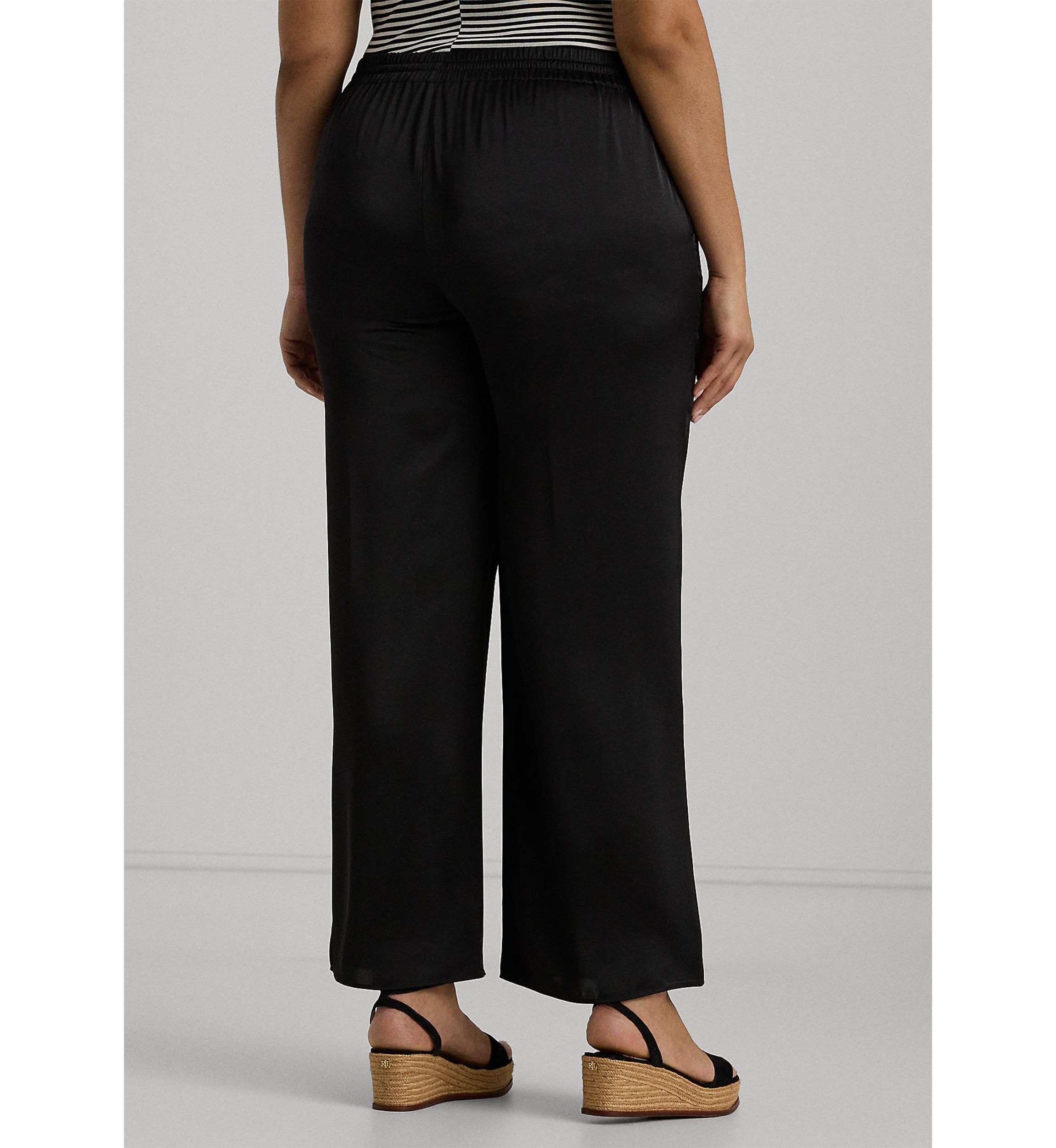 Plus Size Satin Charmeuse Wide Leg Pants