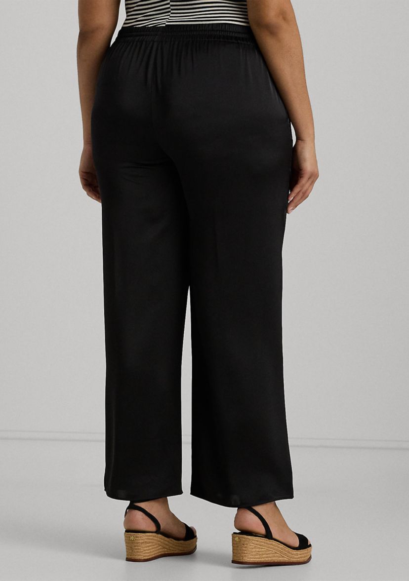 Plus Size Satin Charmeuse Wide Leg Pants