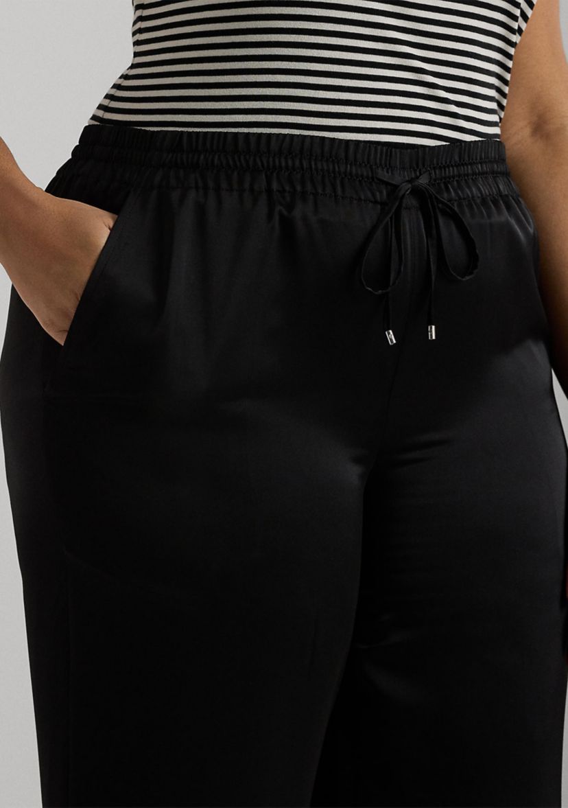 Plus Size Satin Charmeuse Wide Leg Pants