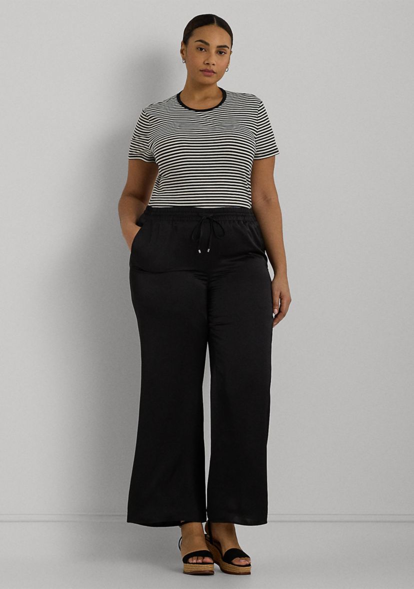 Plus Size Satin Charmeuse Wide Leg Pants