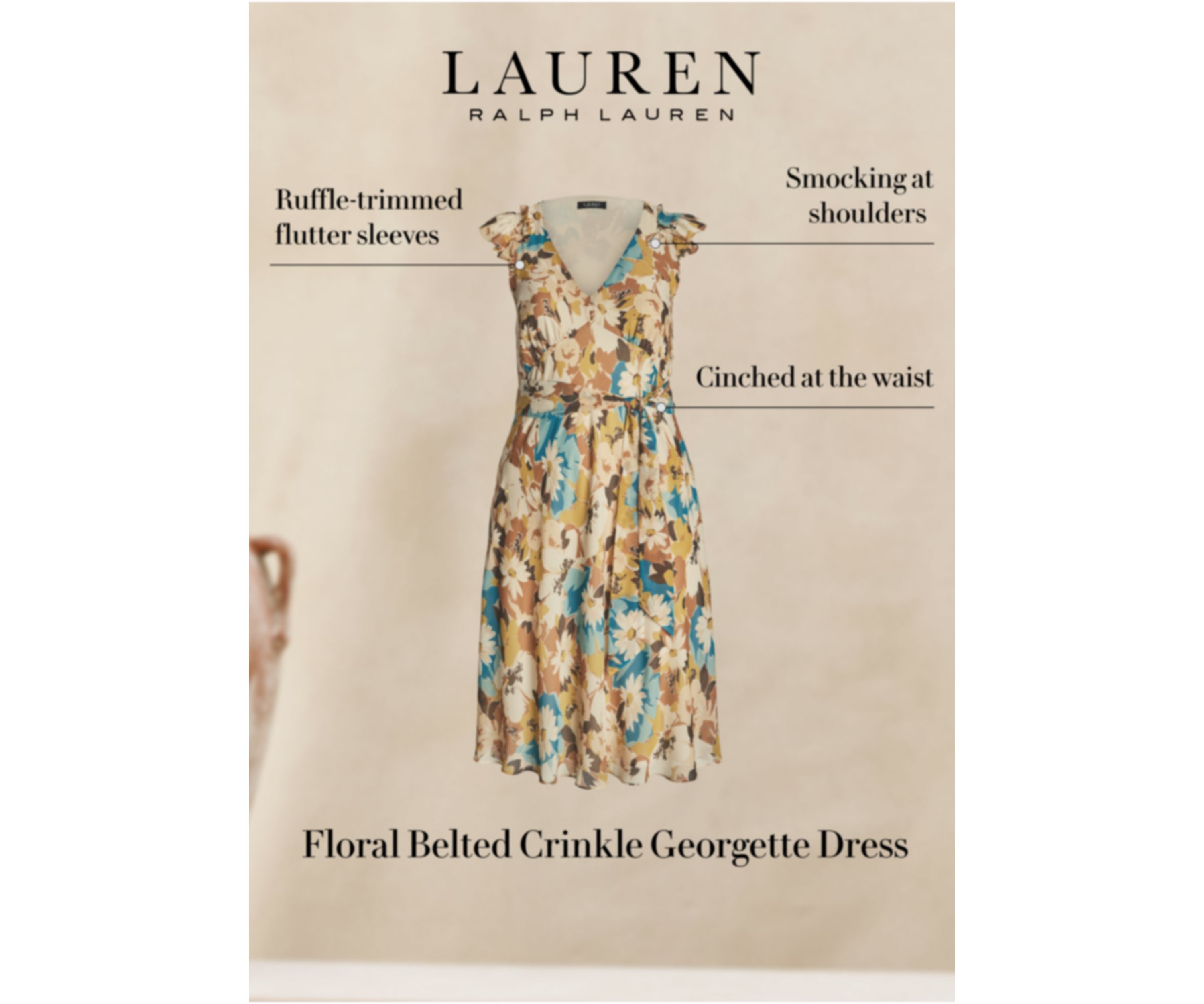 Plus Size Floral Belted Crinkle Georgette Dress