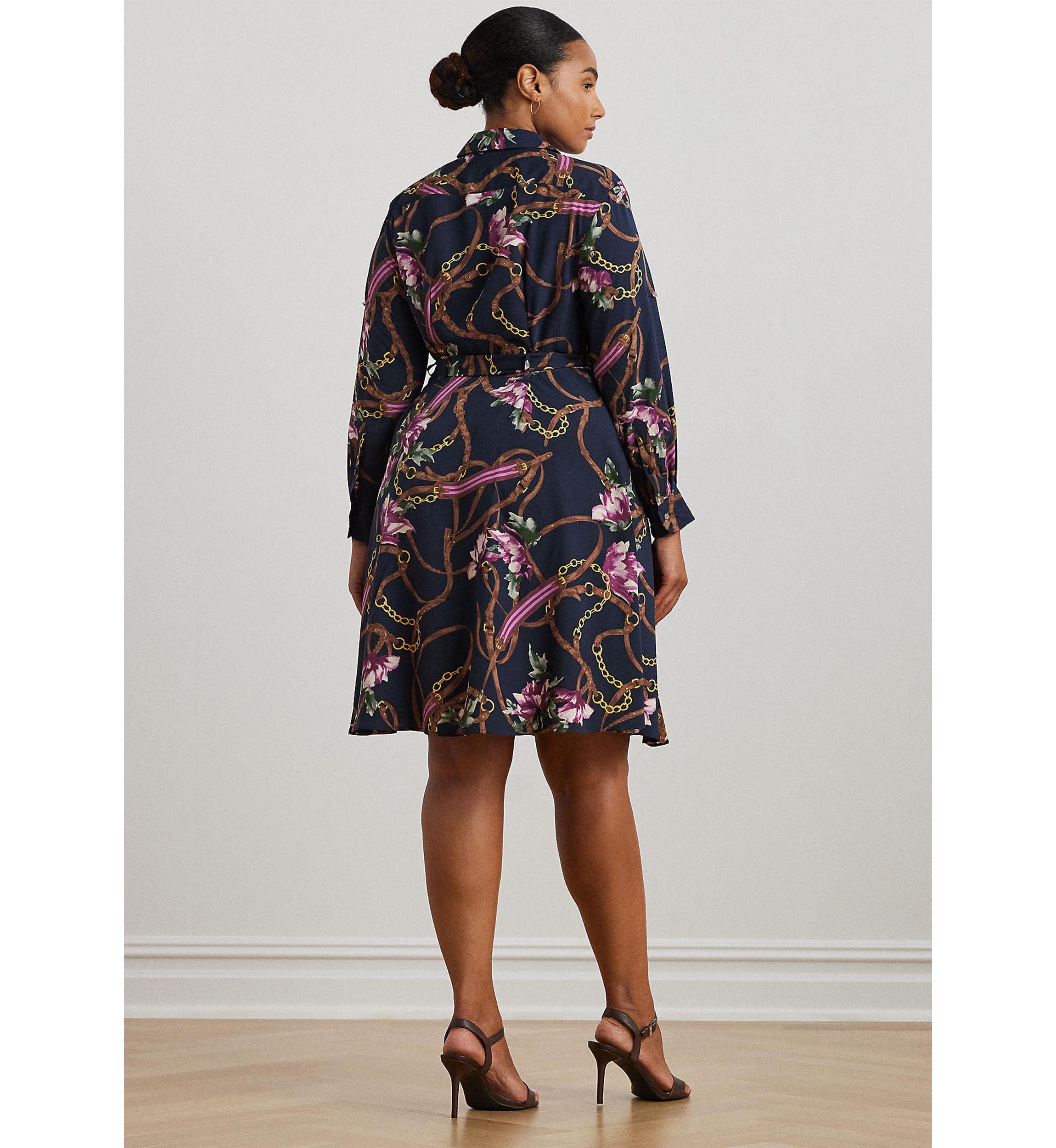 Plus Size Print Crepe Shirtdress