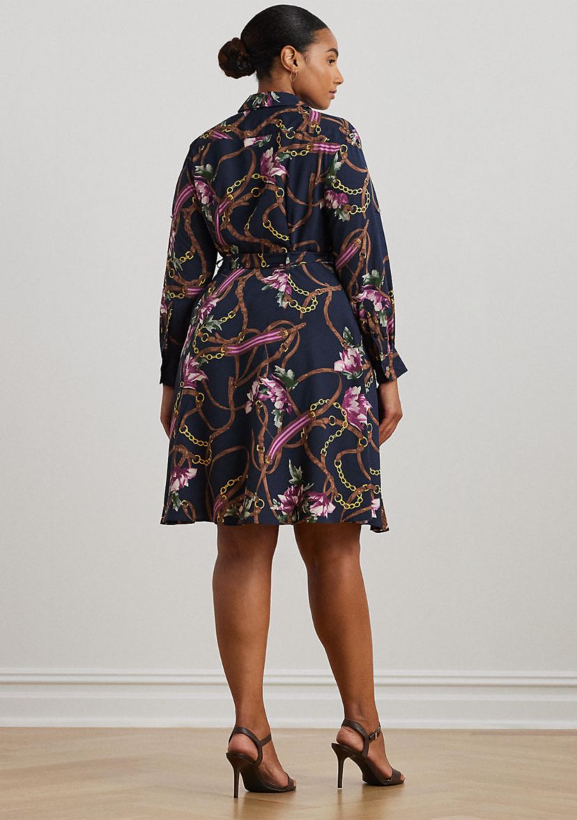 Plus Size Print Crepe Shirtdress