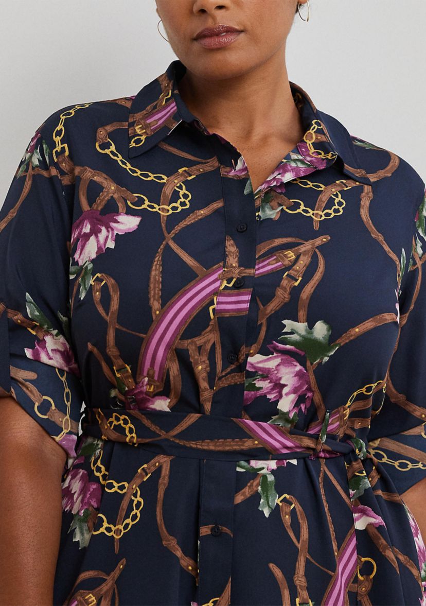 Plus Size Print Crepe Shirtdress