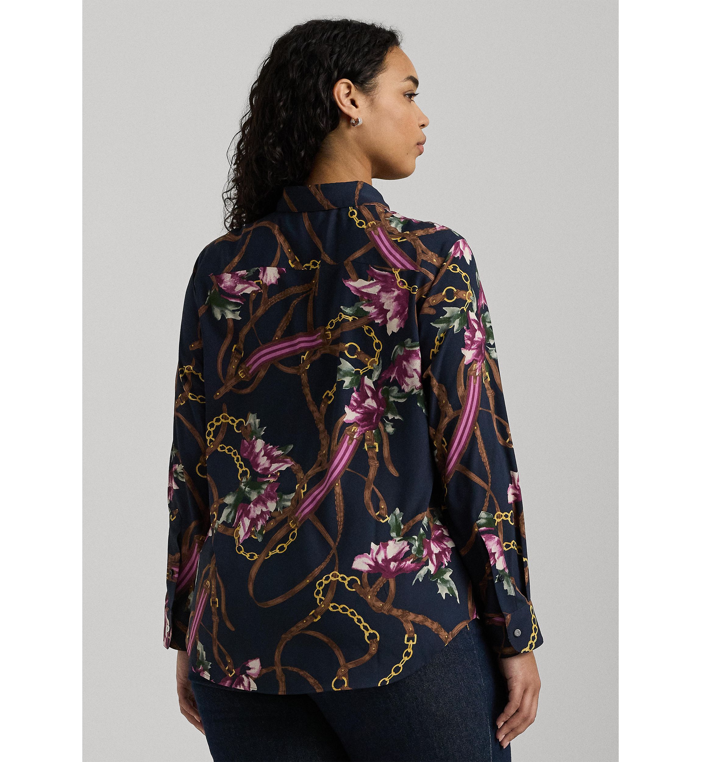 Plus-Size Classic Fit Print Crepe Shirt