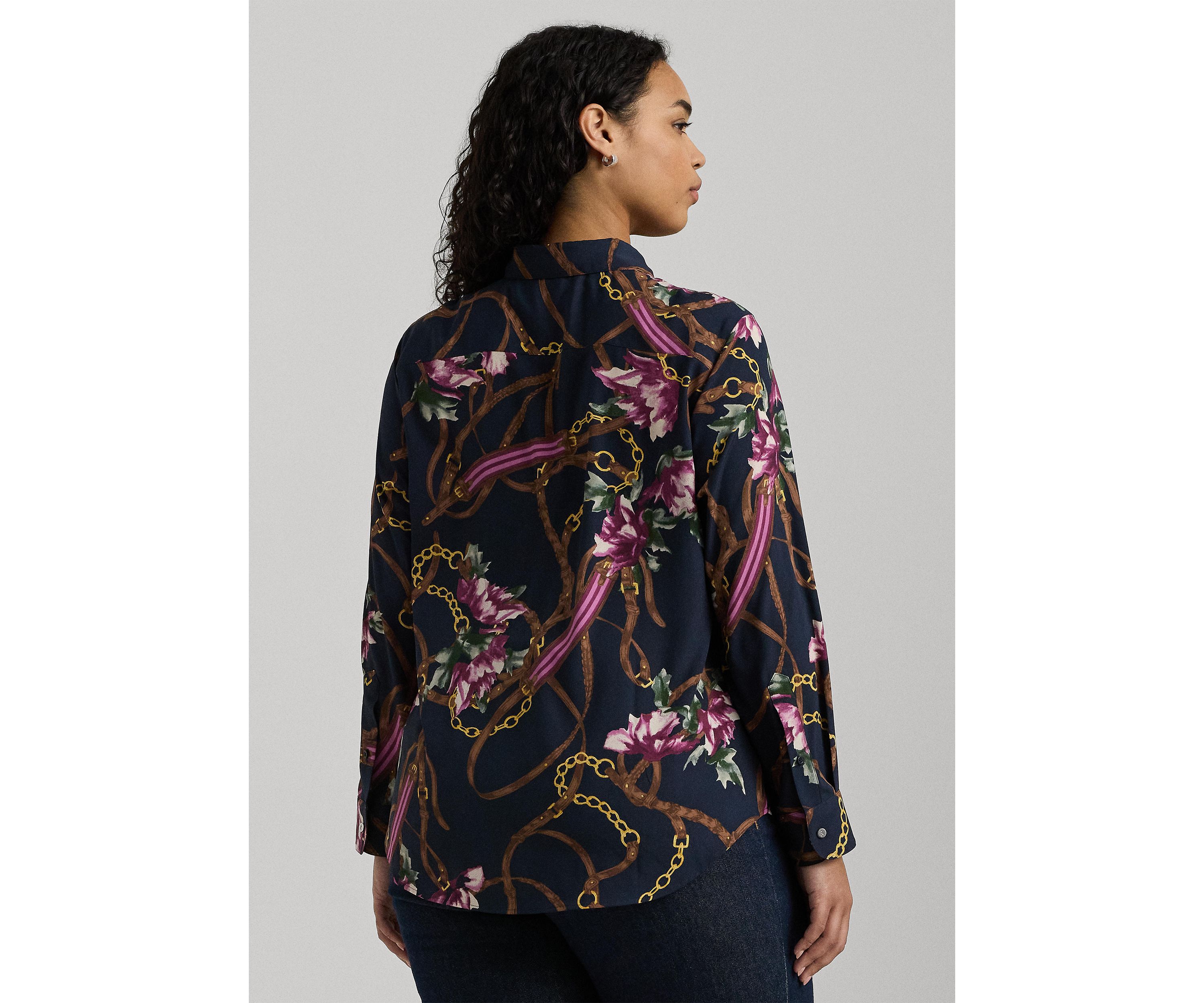 Plus-Size Classic Fit Print Crepe Shirt