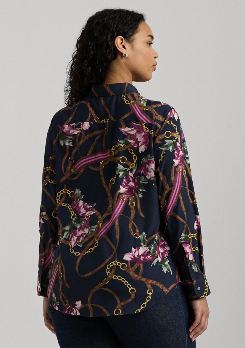 Plus-Size Classic Fit Print Crepe Shirt