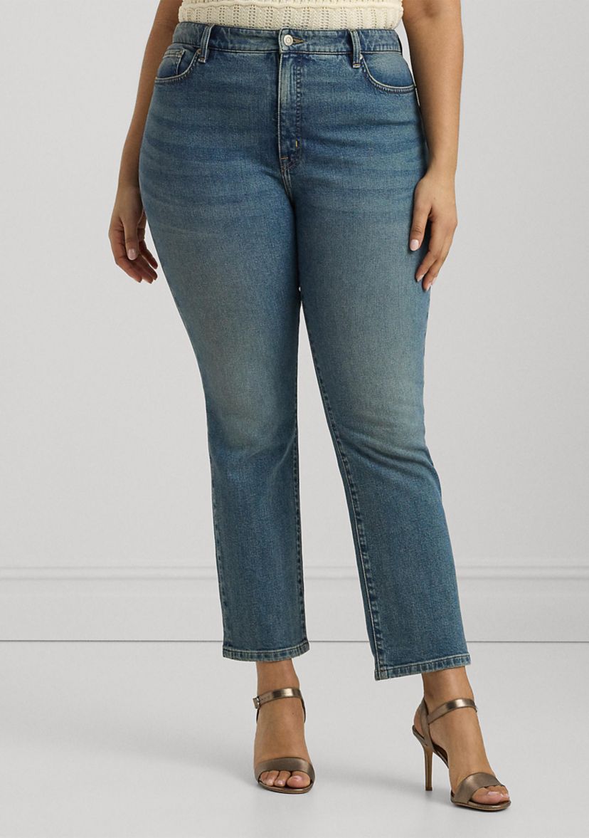 Plus Size High Rise Straight Ankle Jeans