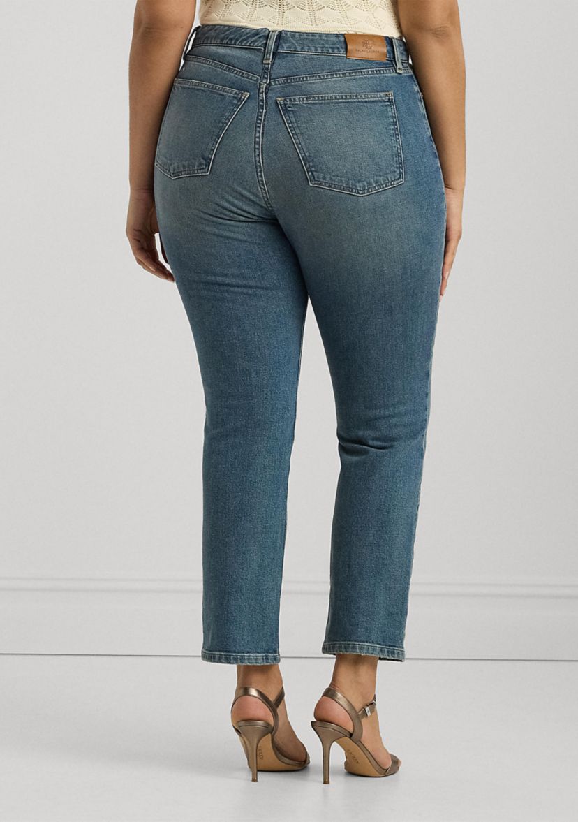 Plus Size High Rise Straight Ankle Jeans
