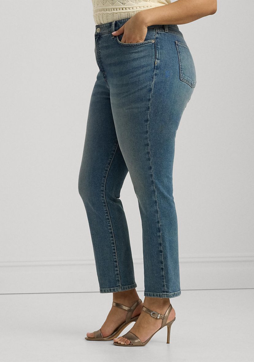 Plus Size High Rise Straight Ankle Jeans