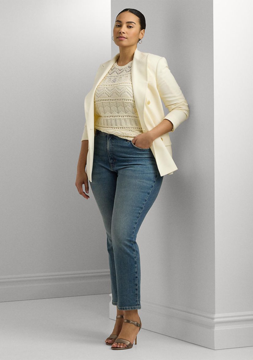 Plus Size High Rise Straight Ankle Jeans
