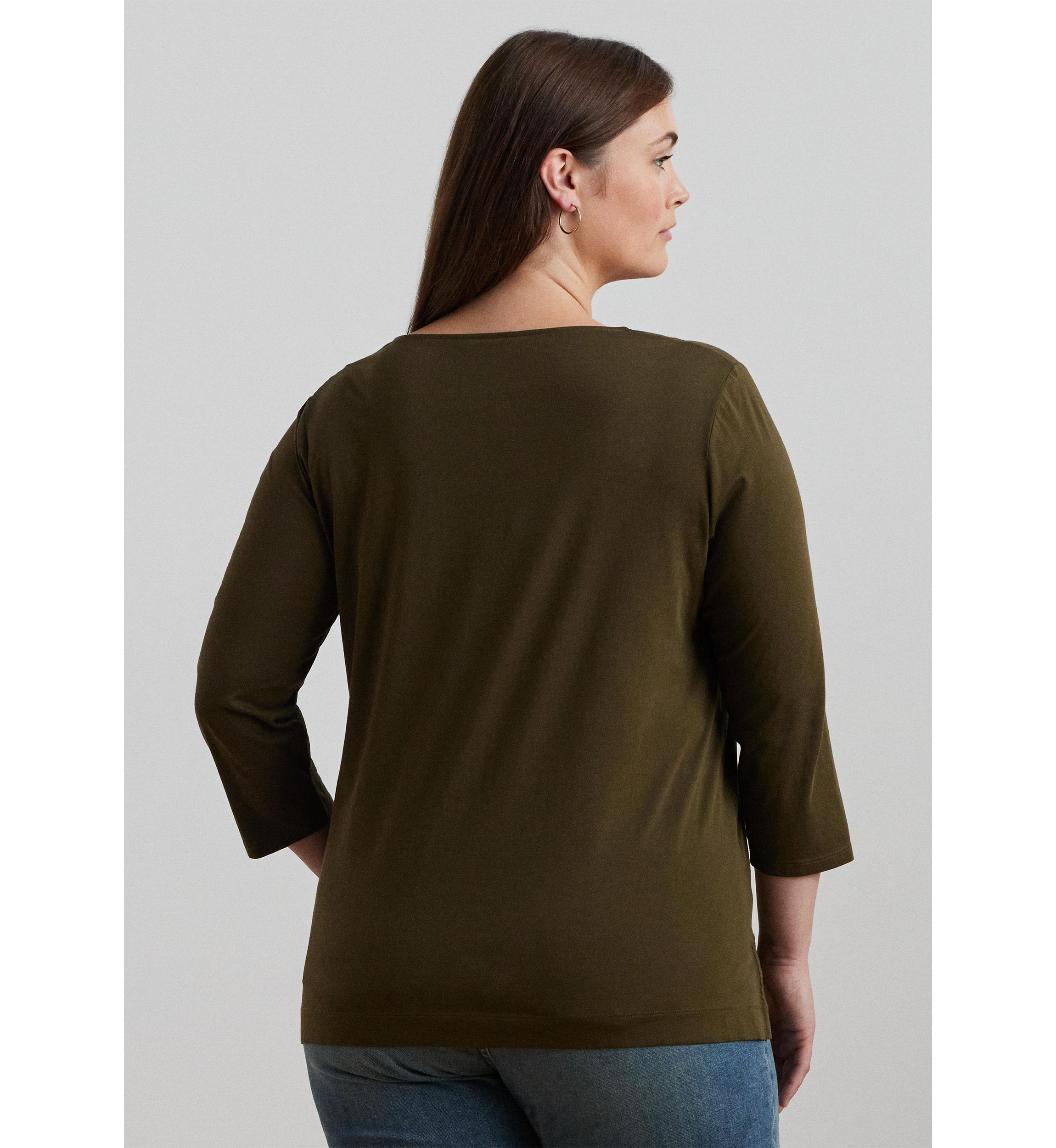 Plus-Size Cotton Jersey 3/4 Sleeve Tunic