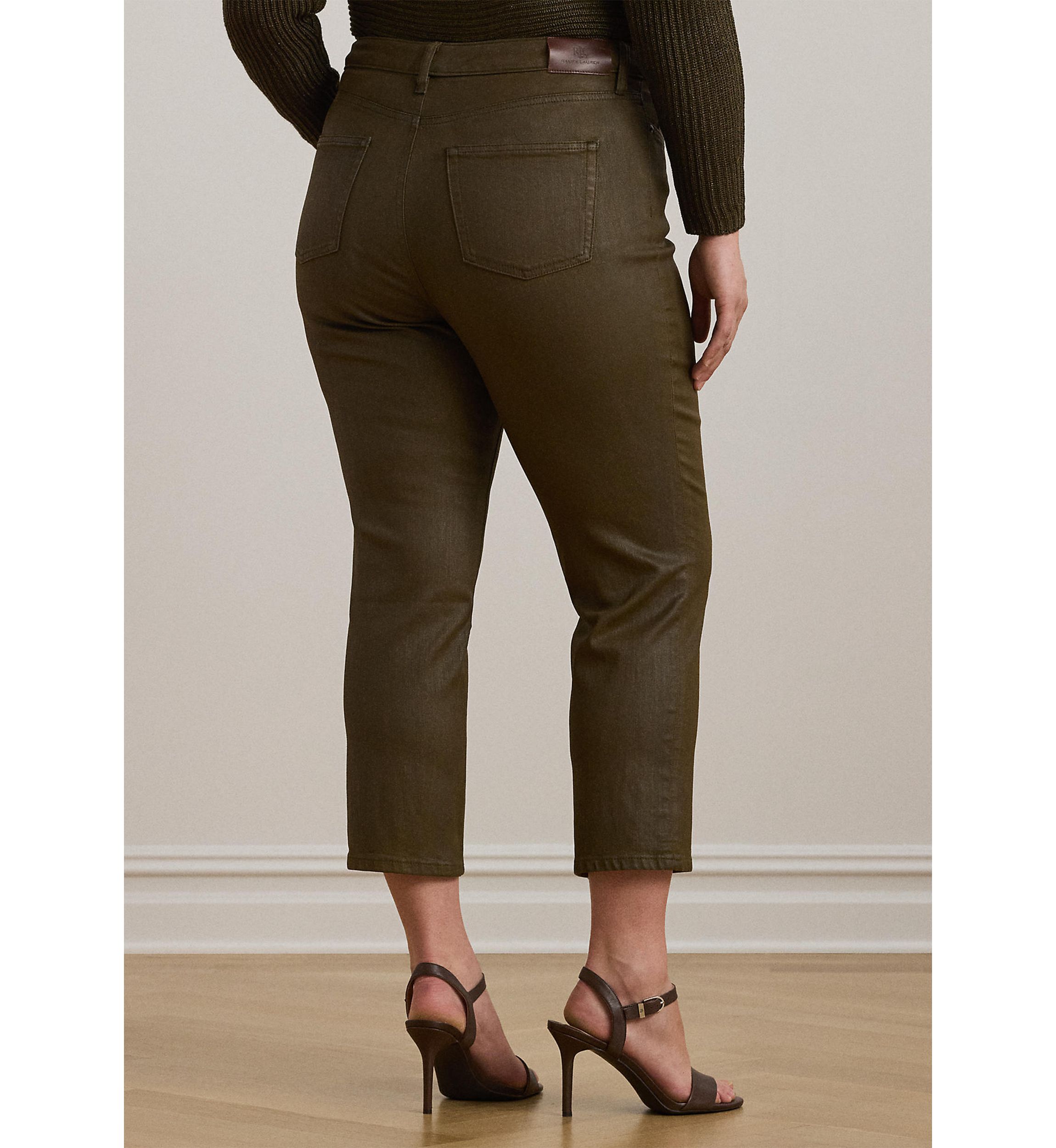 Plus Size Coated High-Rise Straight Ankle Jeans