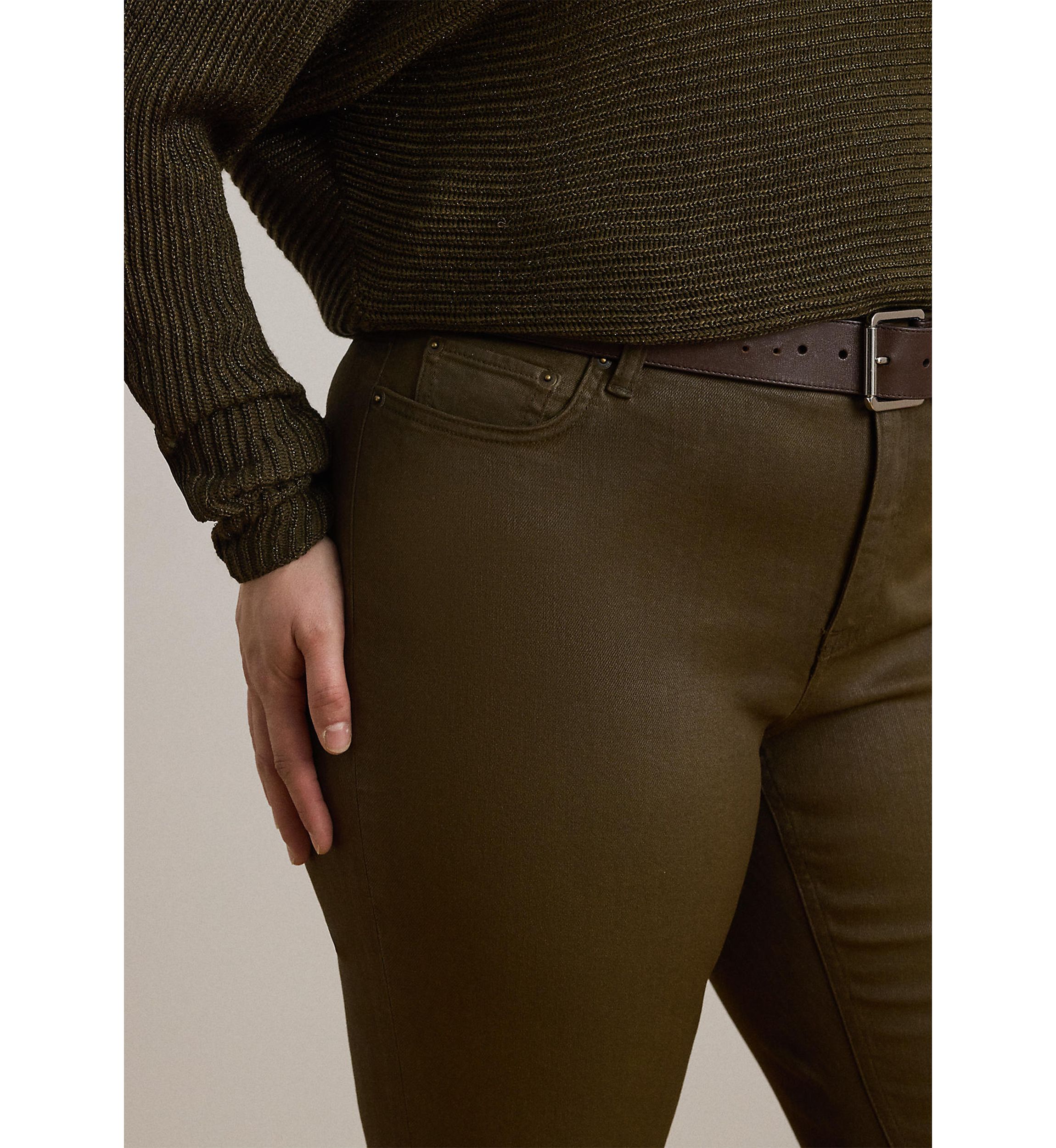 Plus Size Coated High-Rise Straight Ankle Jeans