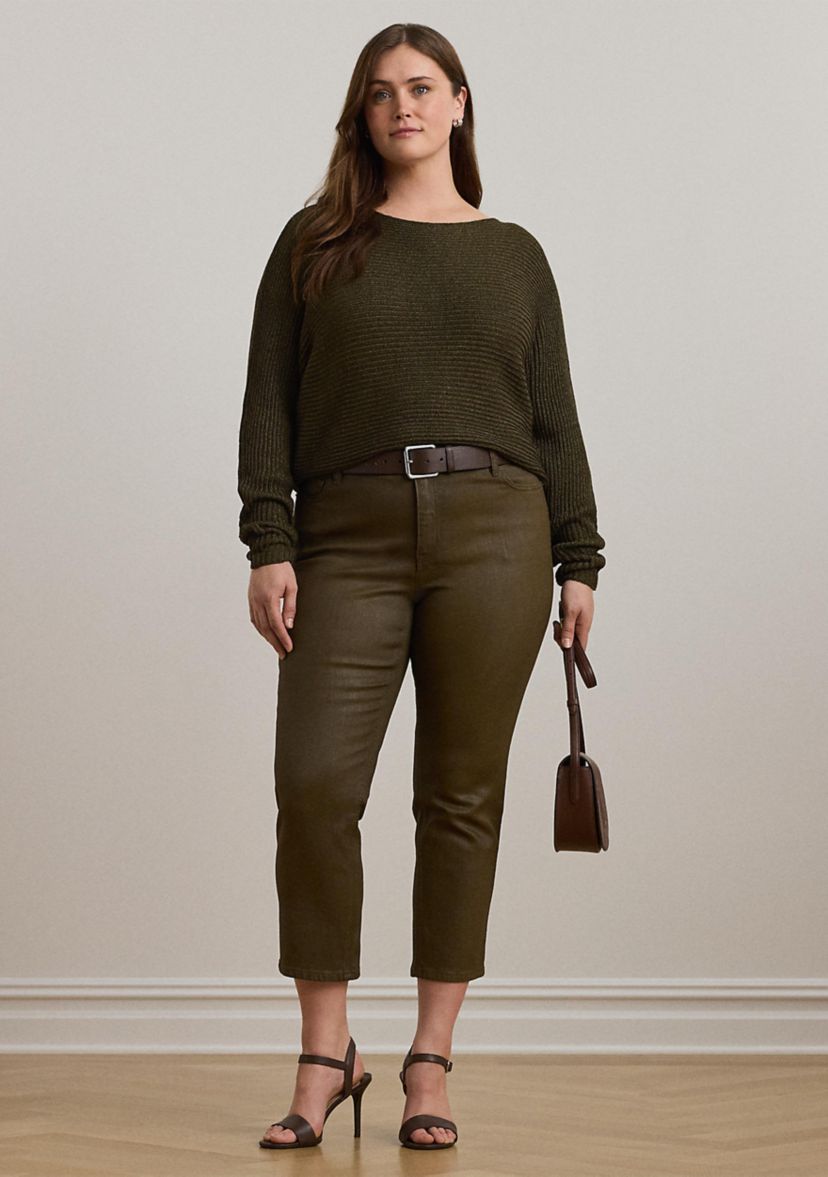 Plus Size Coated High-Rise Straight Ankle Jeans