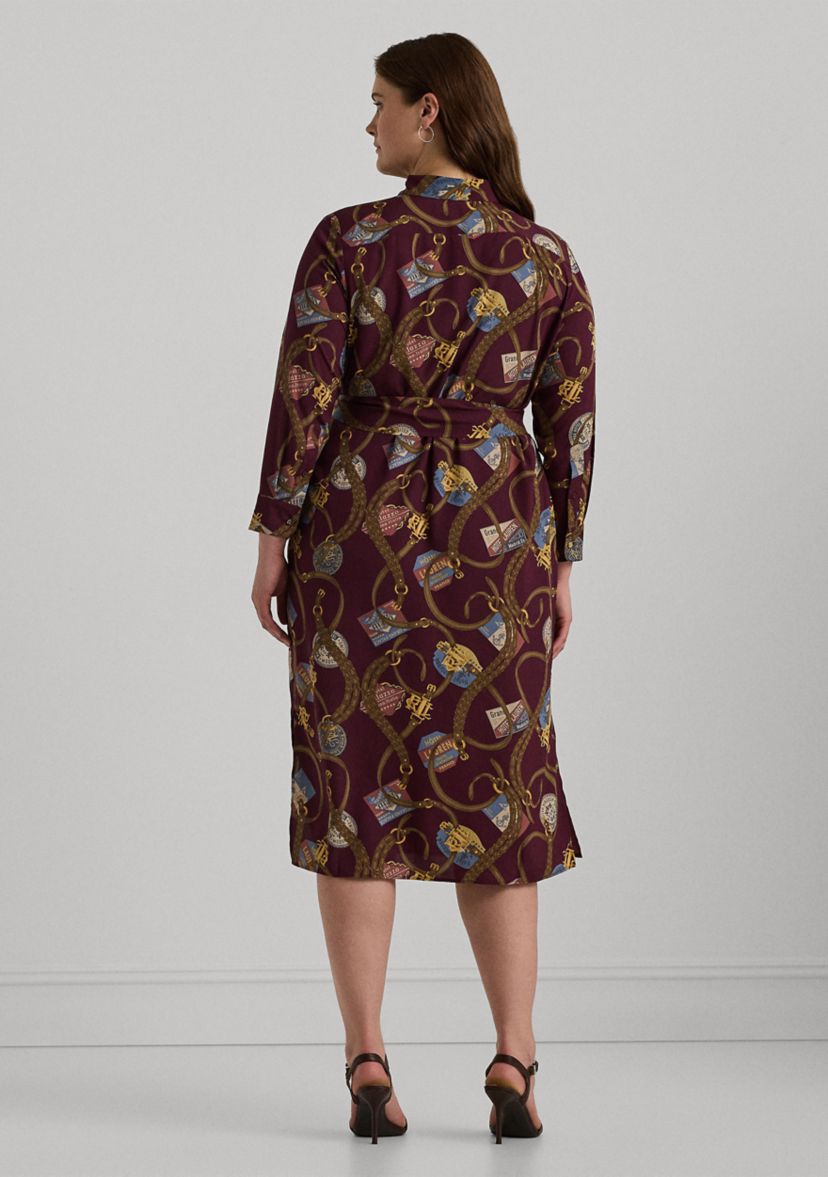 Plus Size Belting-Print Crepe Shirtdress