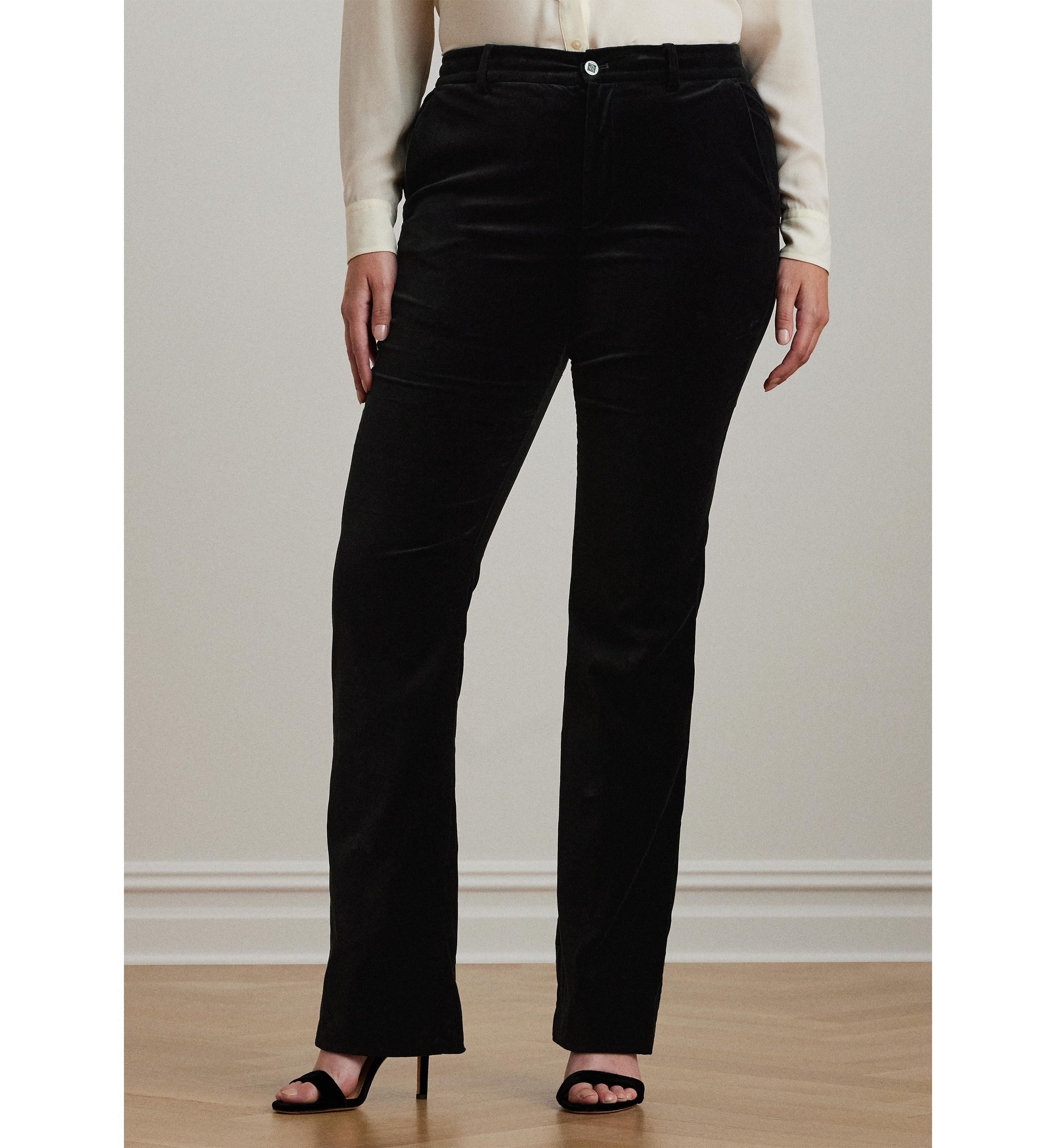 Plus Size High Rise Stretch Velvet Boot Trousers