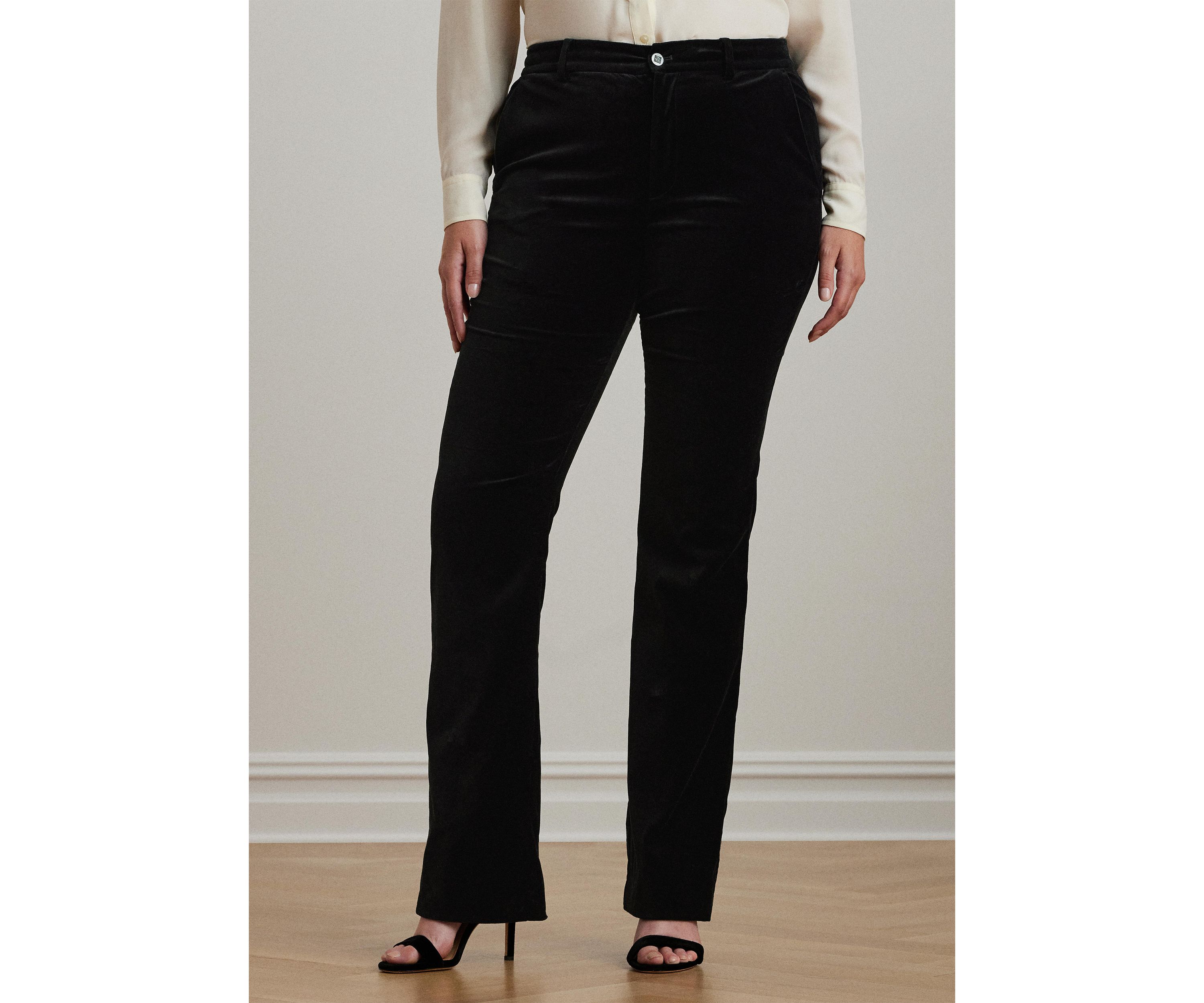 Plus Size High Rise Stretch Velvet Boot Trousers