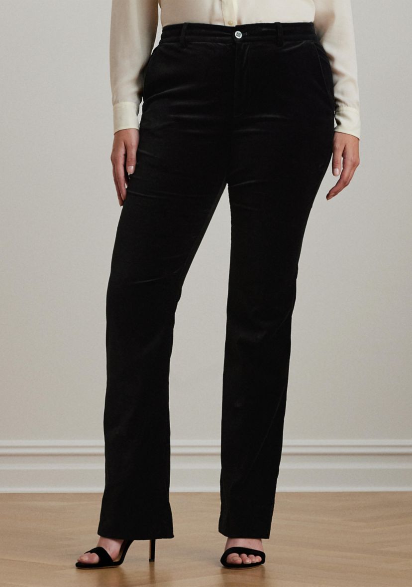 Plus Size High Rise Stretch Velvet Boot Trousers