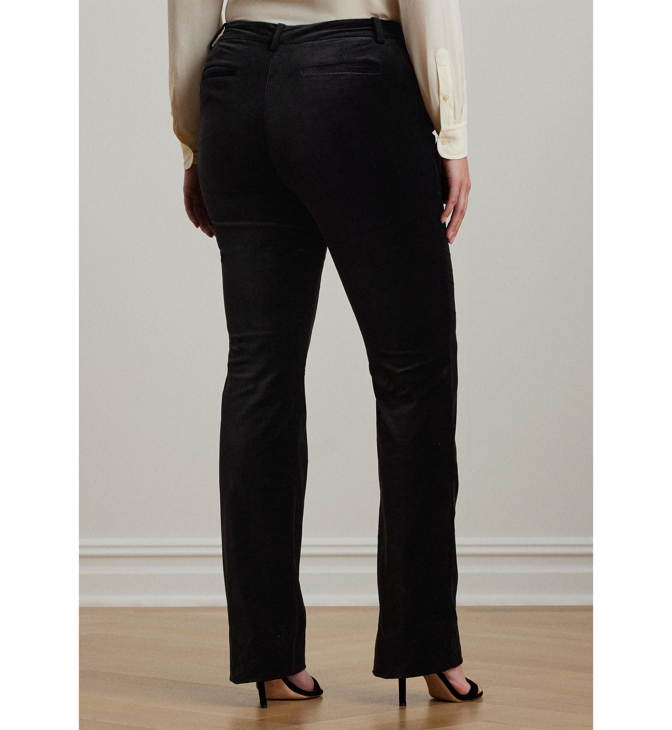 Plus Size High Rise Stretch Velvet Boot Trousers