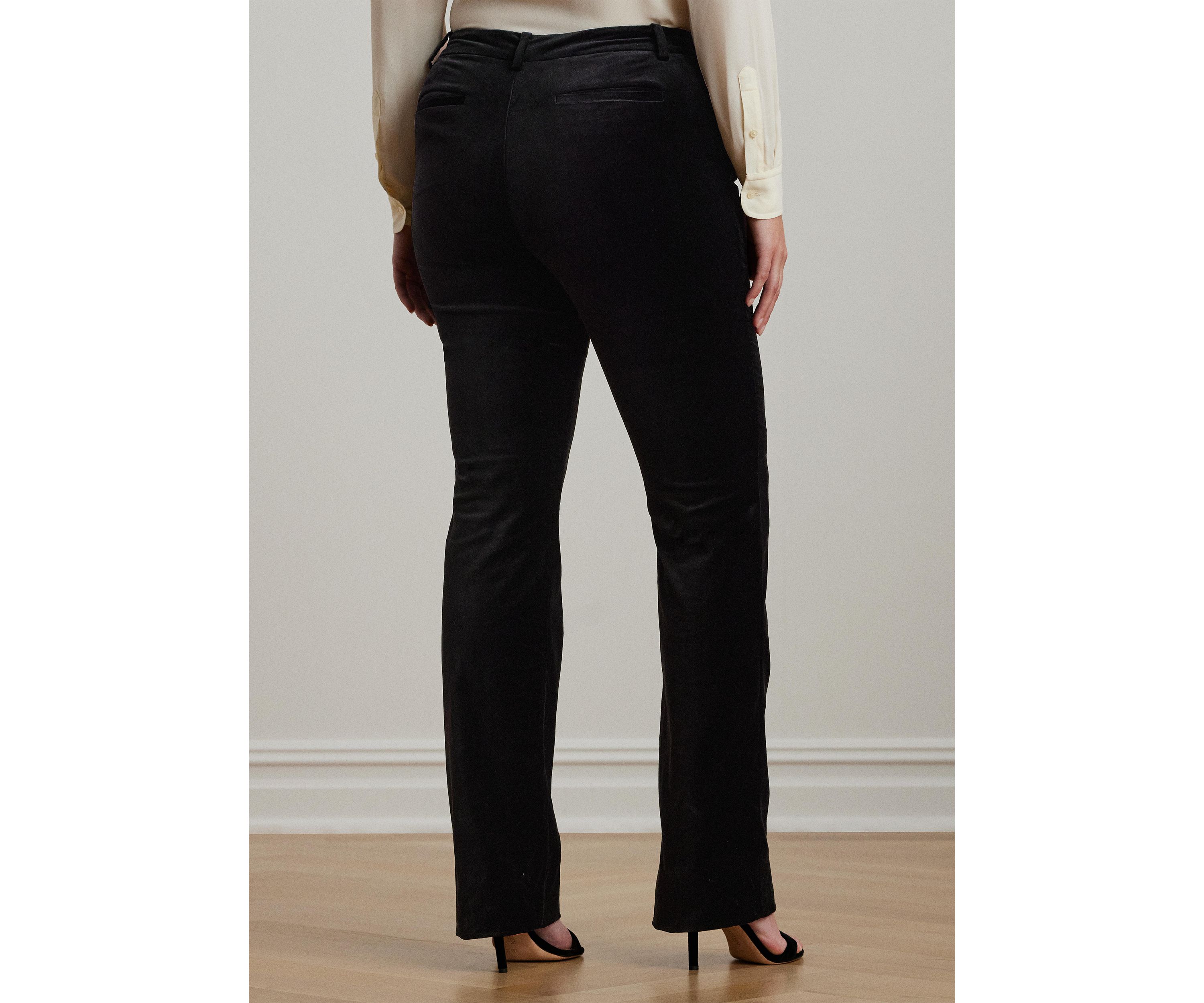 Plus Size High Rise Stretch Velvet Boot Trousers
