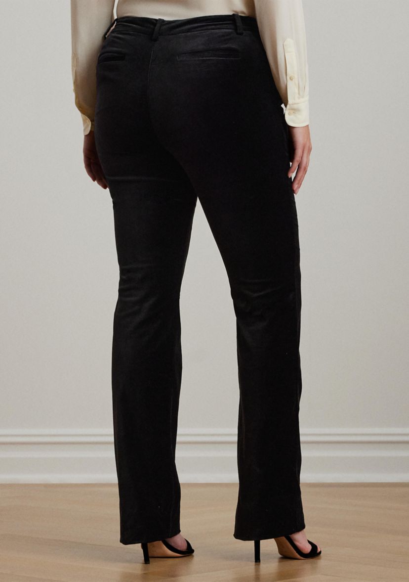 Plus Size High Rise Stretch Velvet Boot Trousers