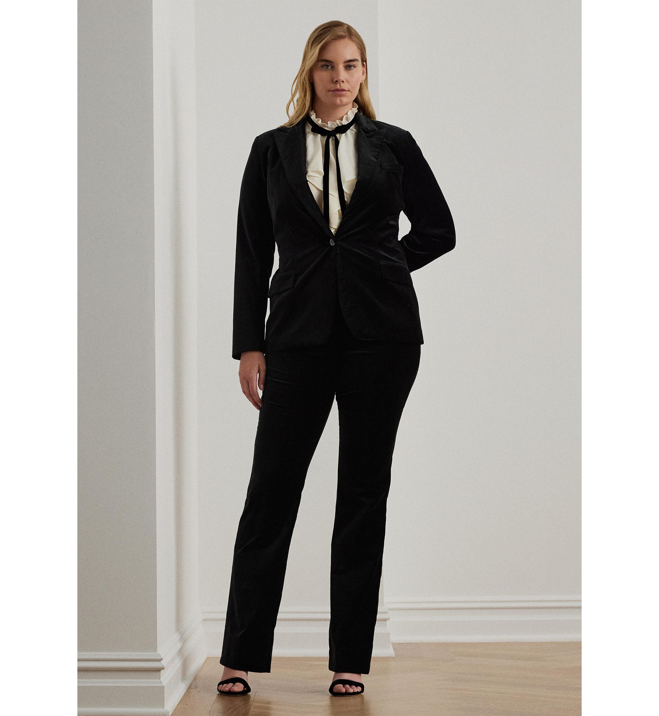 Plus Size High Rise Stretch Velvet Boot Trousers