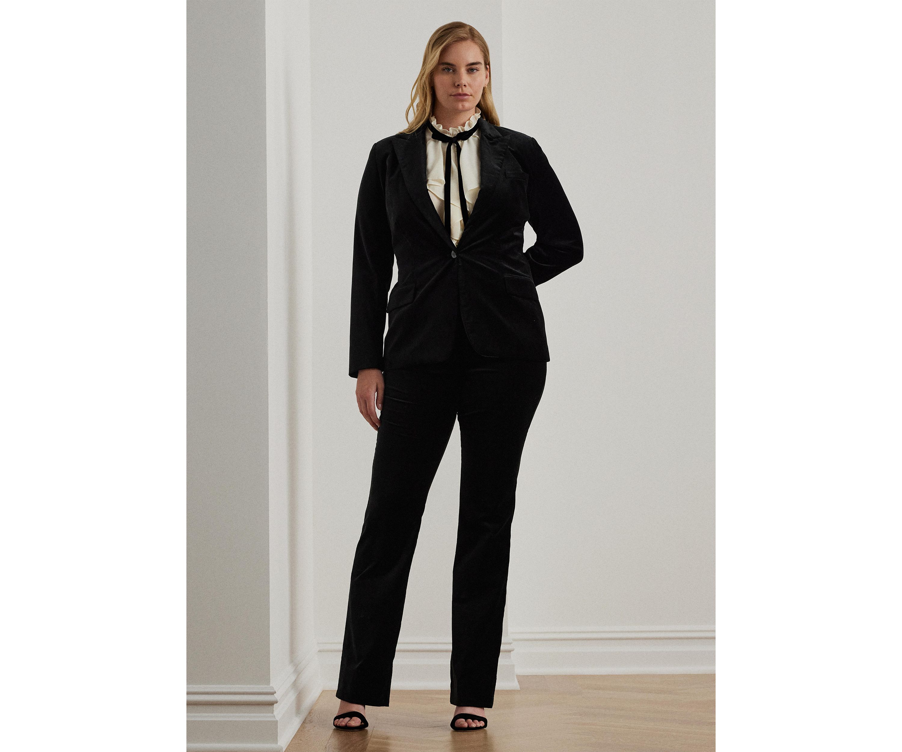 Plus Size High Rise Stretch Velvet Boot Trousers