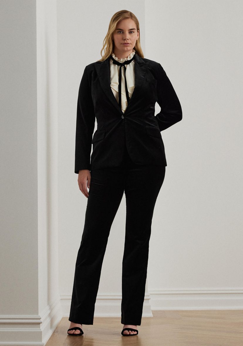 Plus Size High Rise Stretch Velvet Boot Trousers