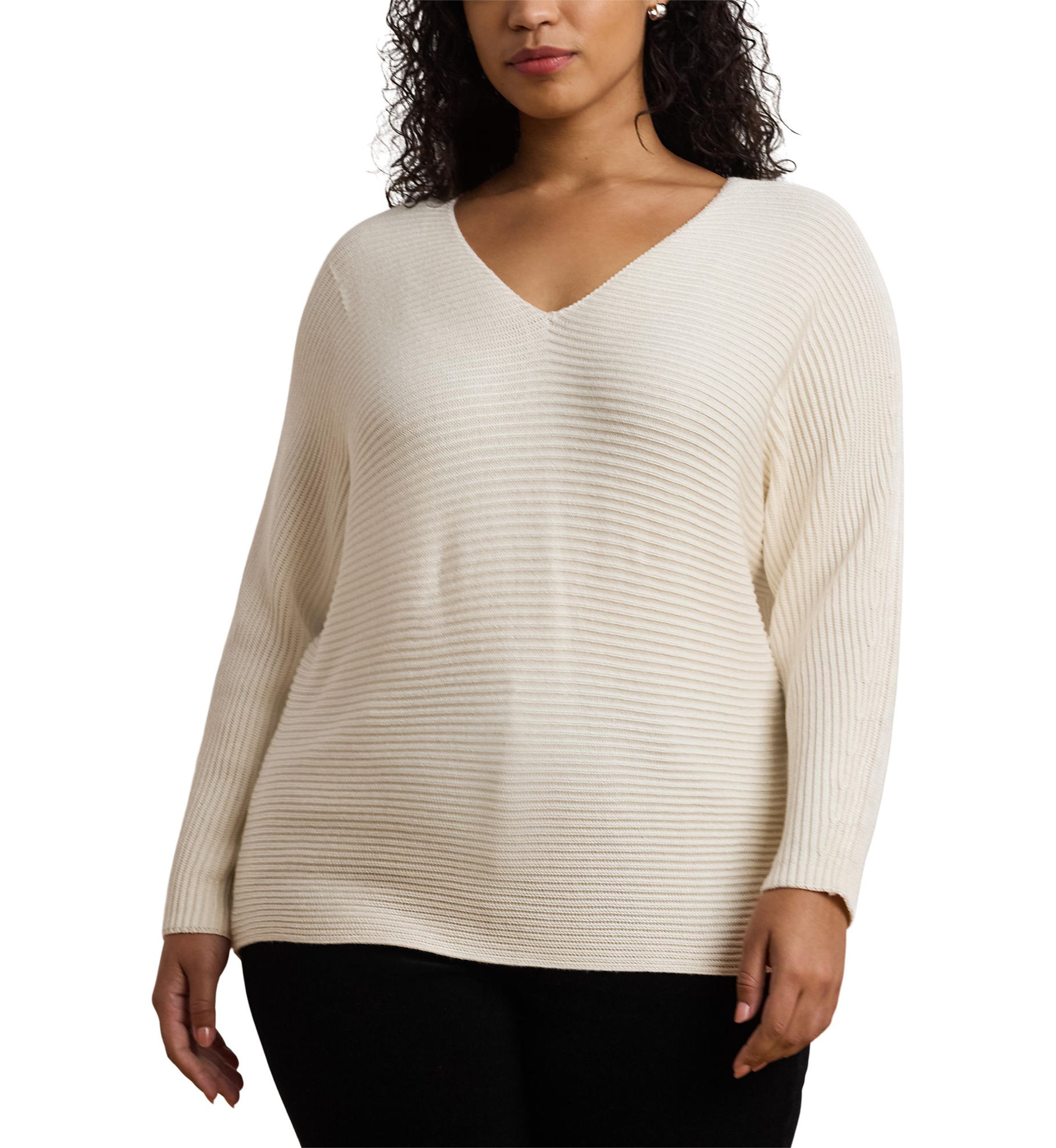 Plus Size Rib-Knit Dolman-Sleeve Sweater
