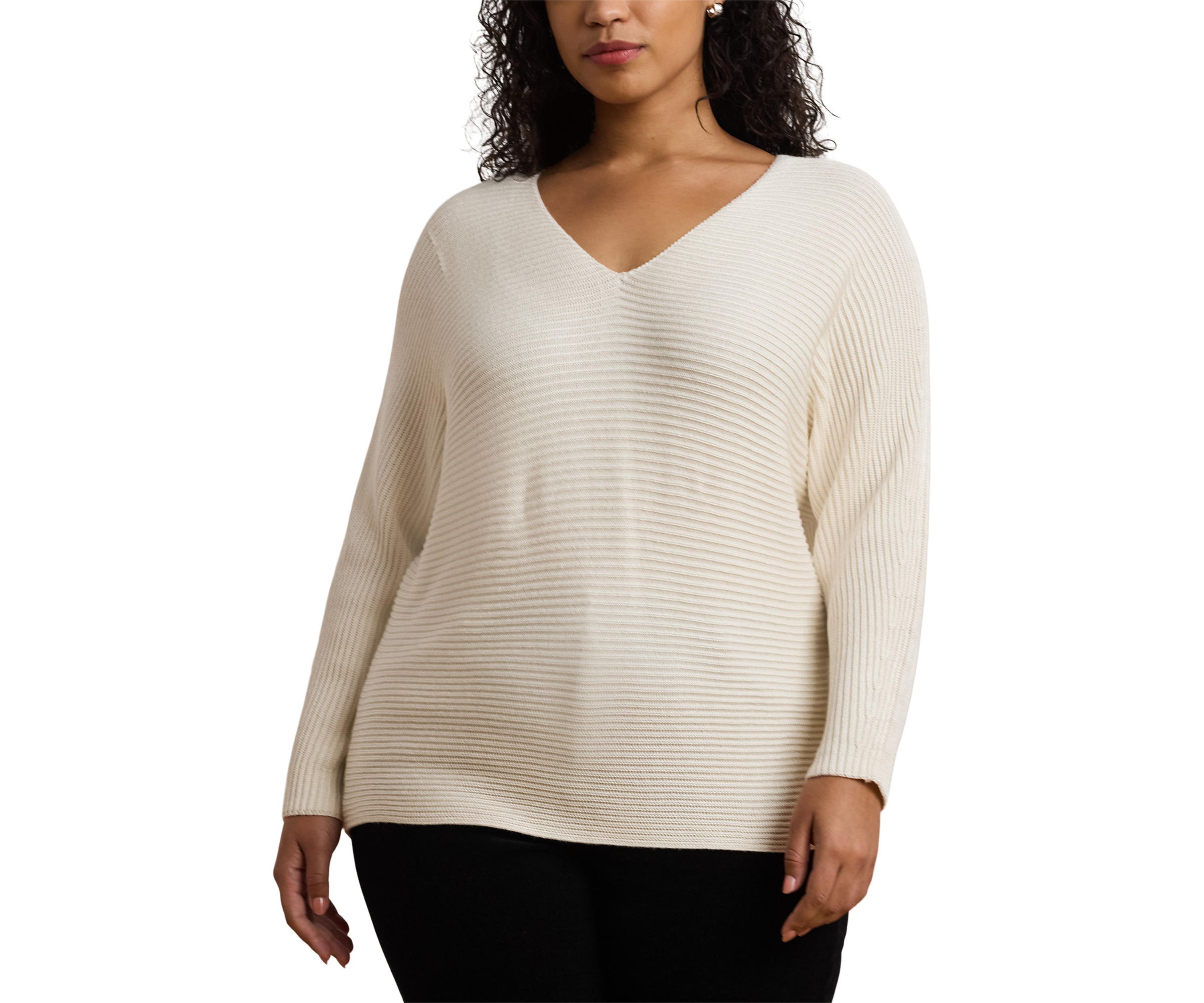 Plus Size Rib-Knit Dolman-Sleeve Sweater