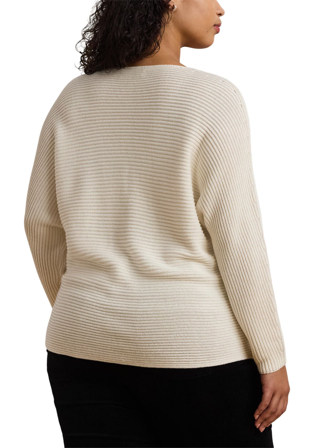 Lauren Ralph Lauren Plus Size Rib-Knit Dolman-Sleeve Sweater | Belk