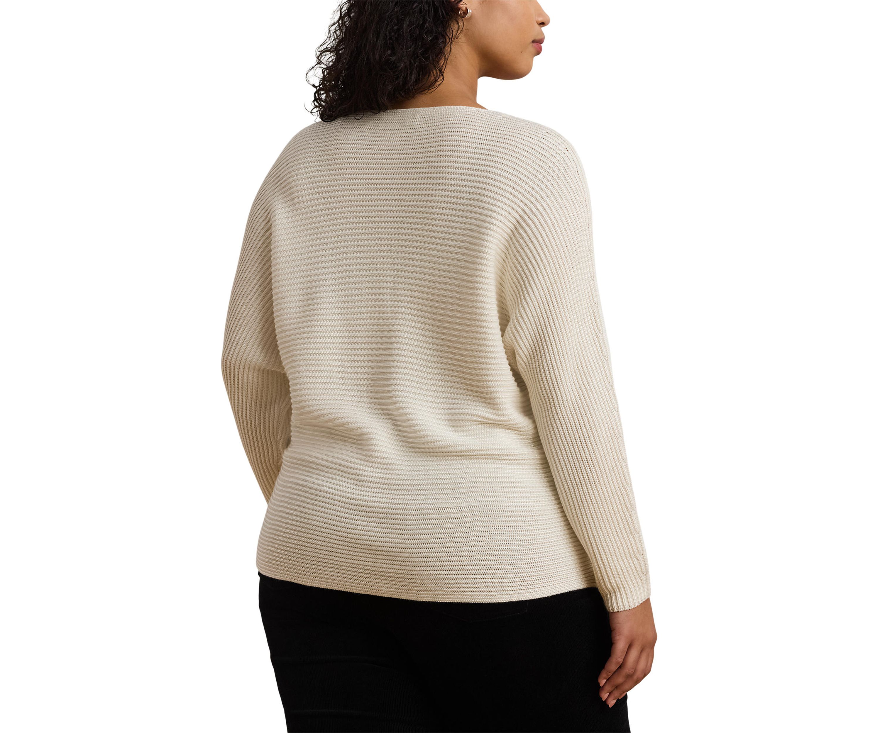 Plus Size Rib-Knit Dolman-Sleeve Sweater