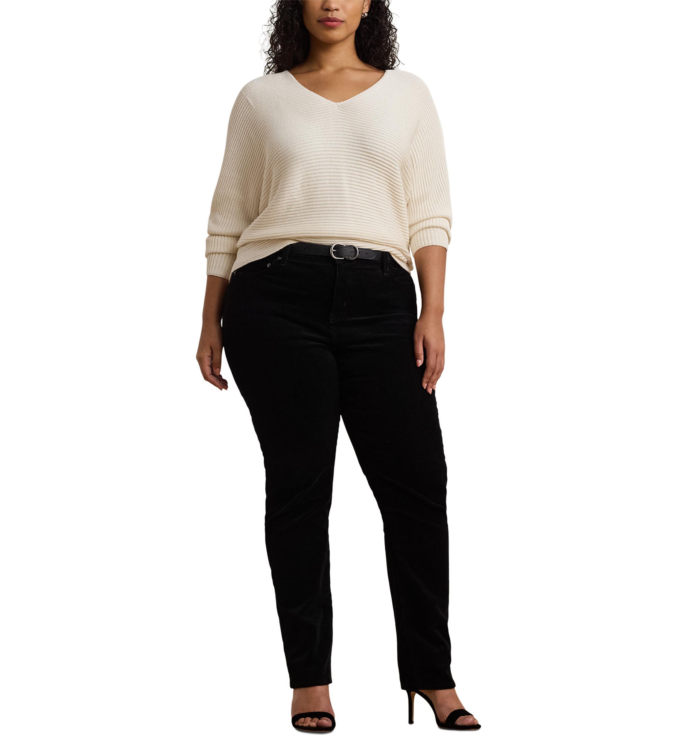 Plus Size Rib-Knit Dolman-Sleeve Sweater