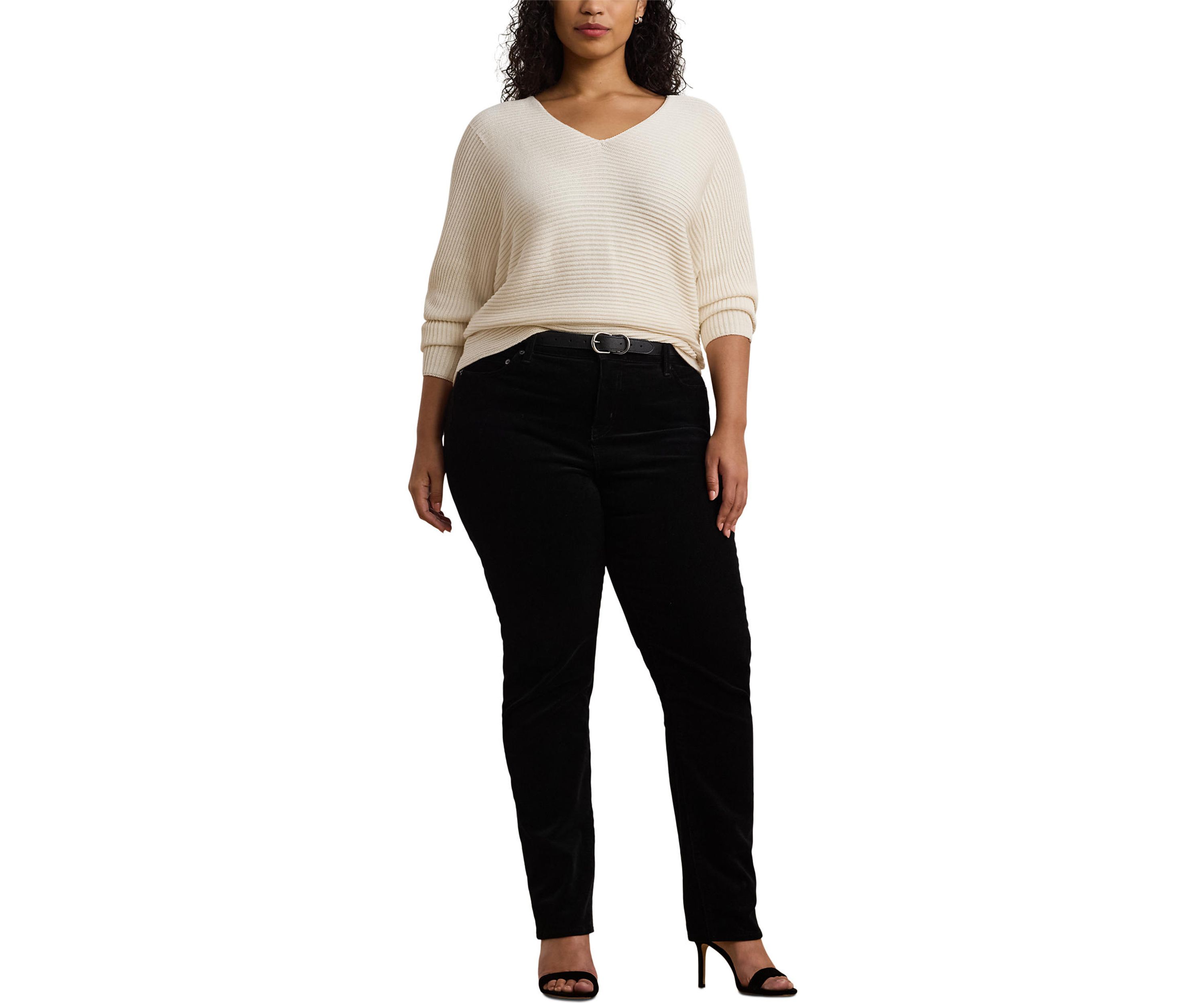Plus Size Rib-Knit Dolman-Sleeve Sweater