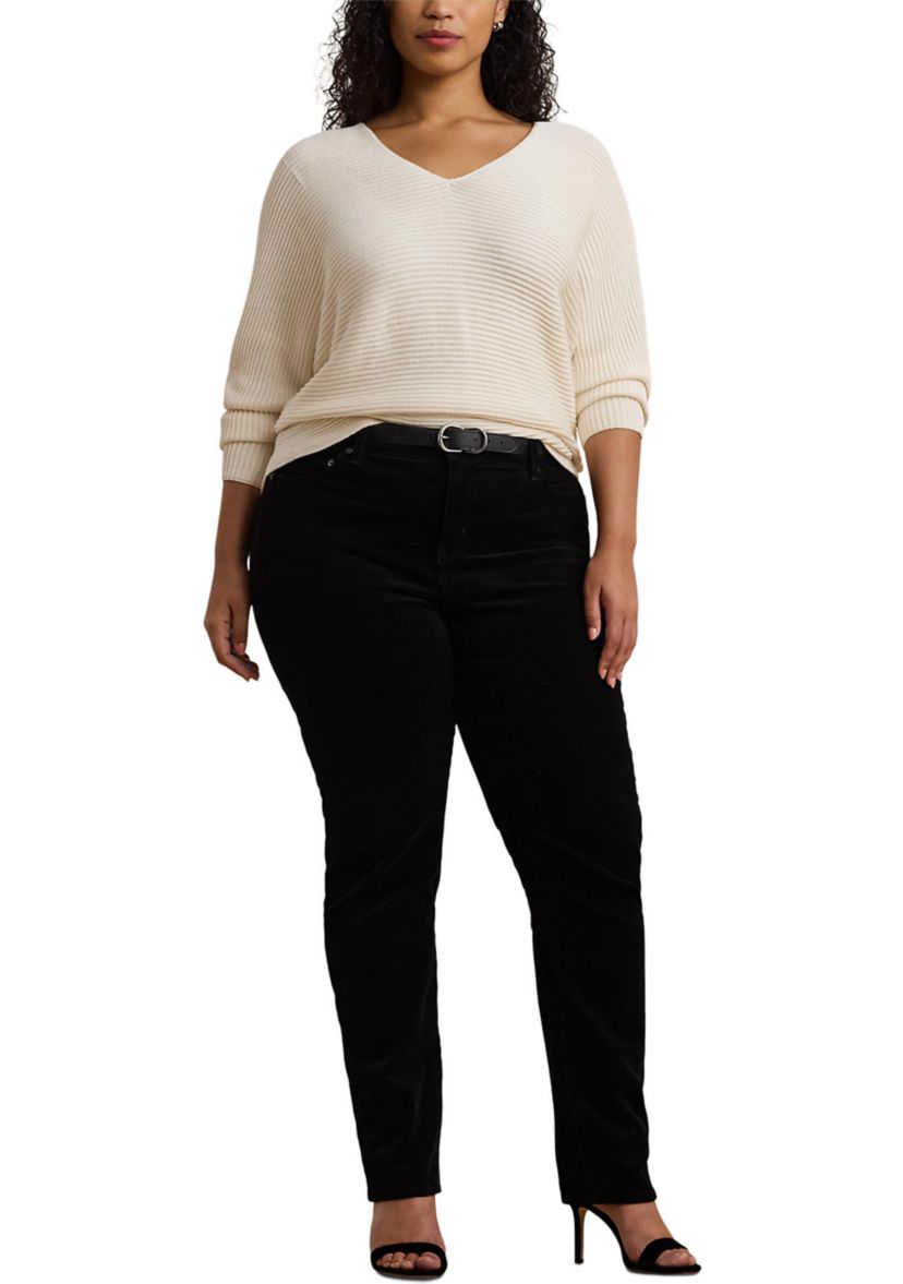Plus Size Rib-Knit Dolman-Sleeve Sweater