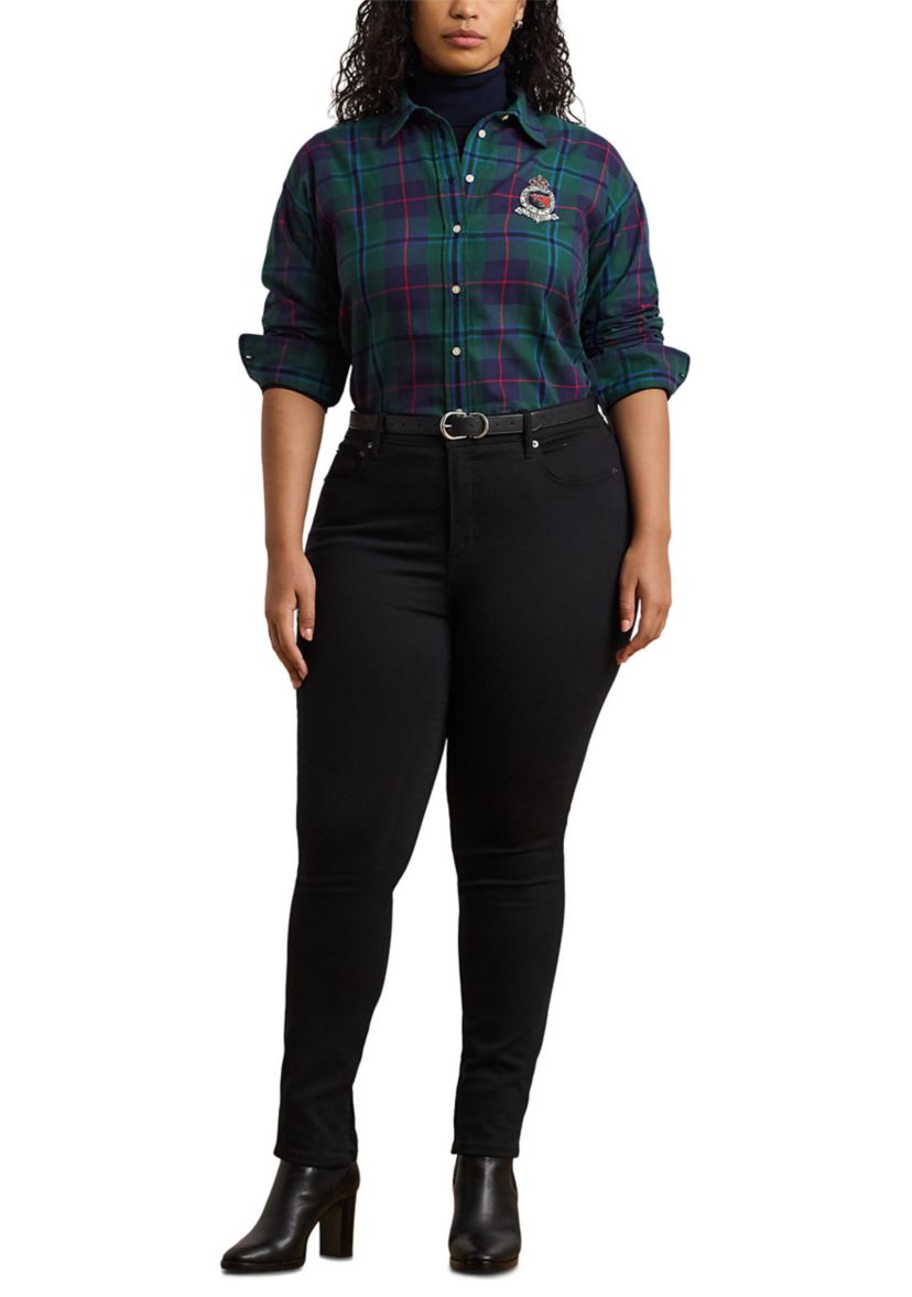 Plus Size Relaxed Fit Black Watch Plaid Shirt