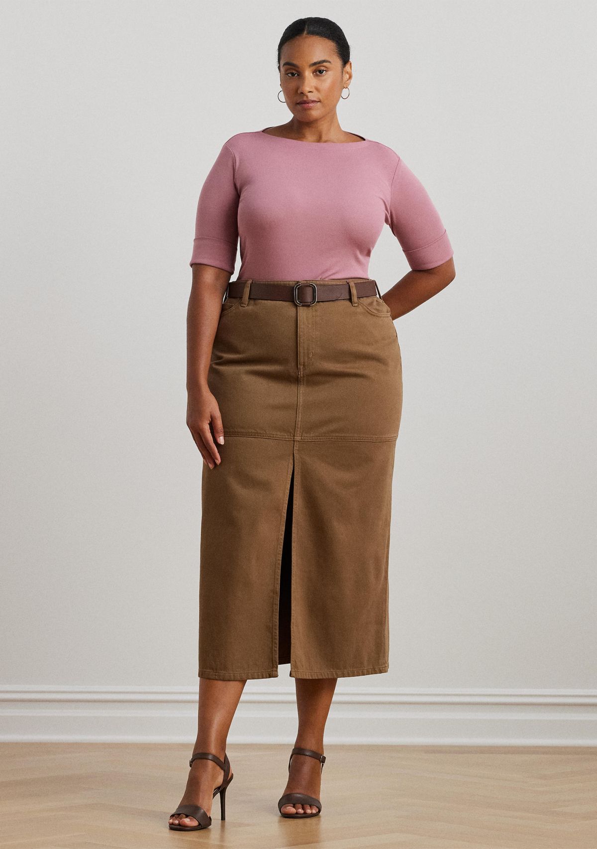  Plus Size Denim Maxiskirt