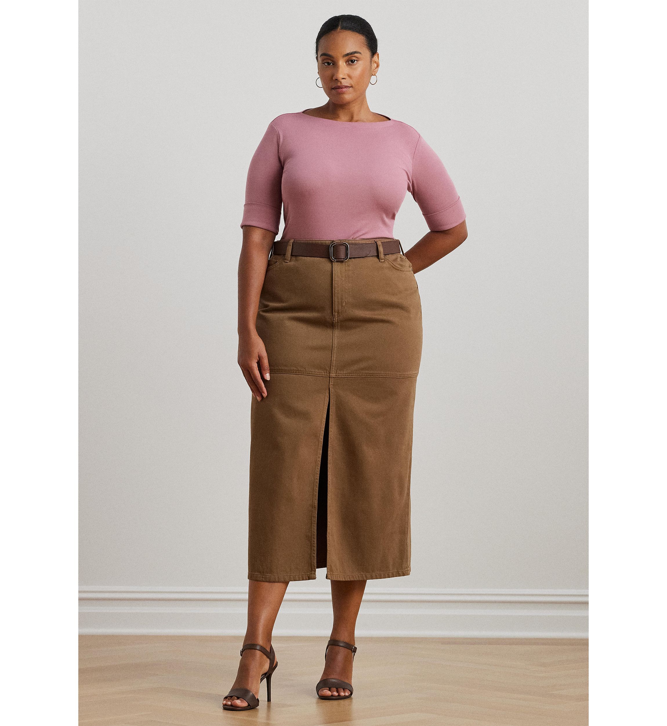  Plus Size Denim Maxiskirt