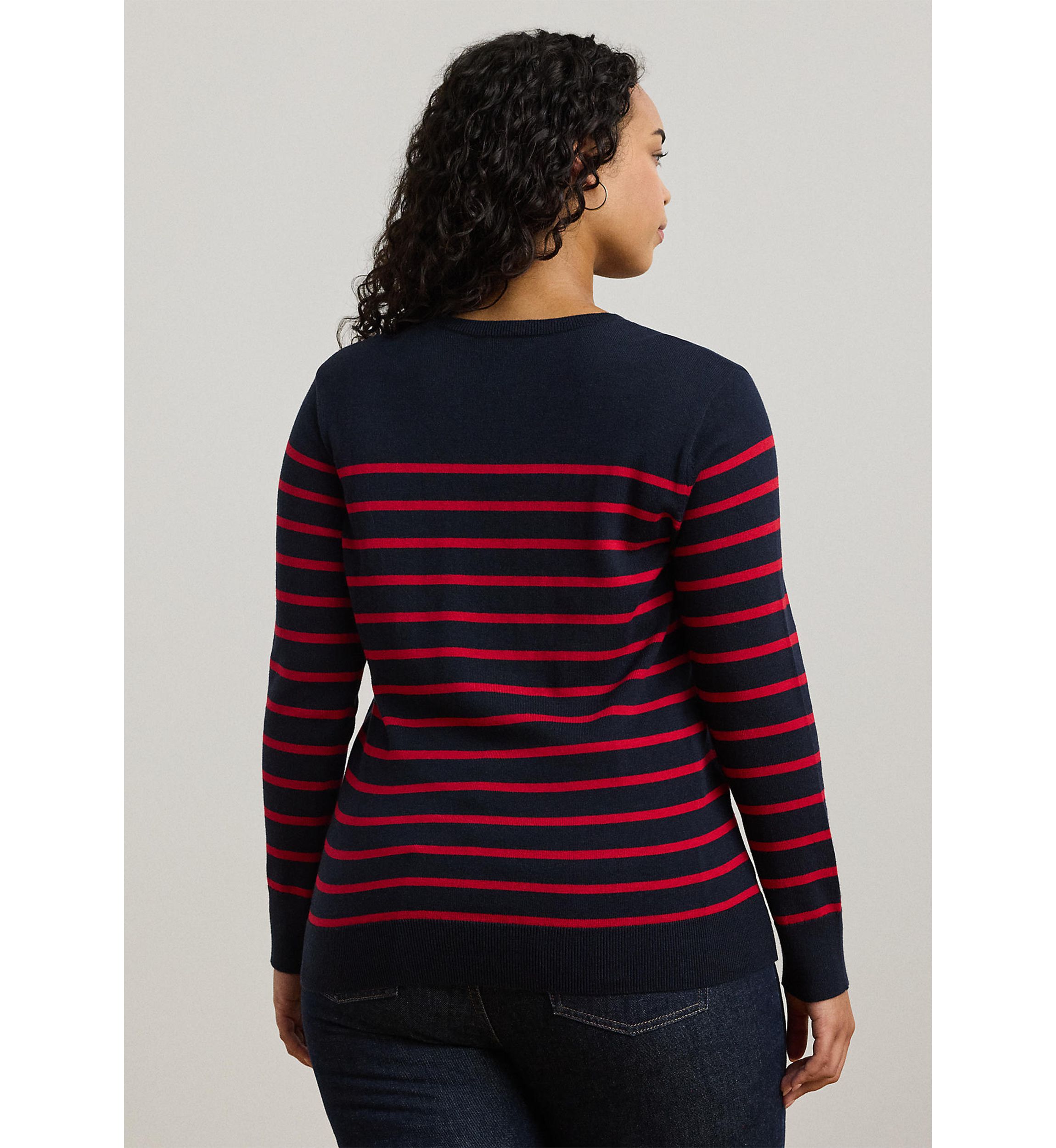 Plus Size Striped Cotton-Blend Sweater