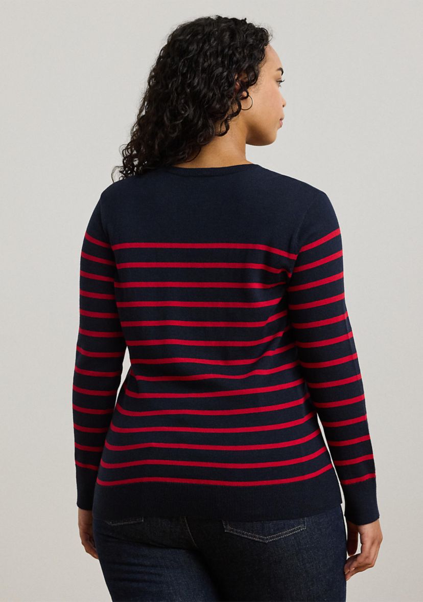 Plus Size Striped Cotton-Blend Sweater