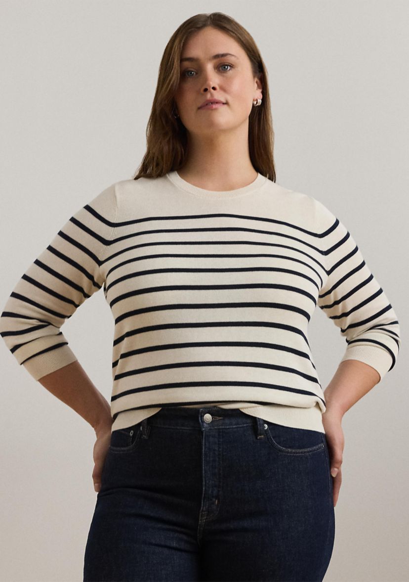 Womens Striped Cotton-Blend Sweater