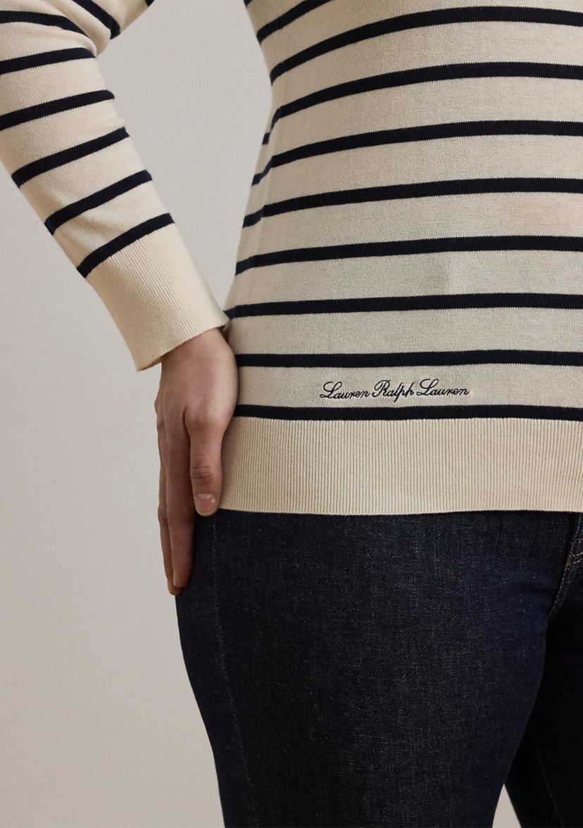 Womens Striped Cotton-Blend Sweater