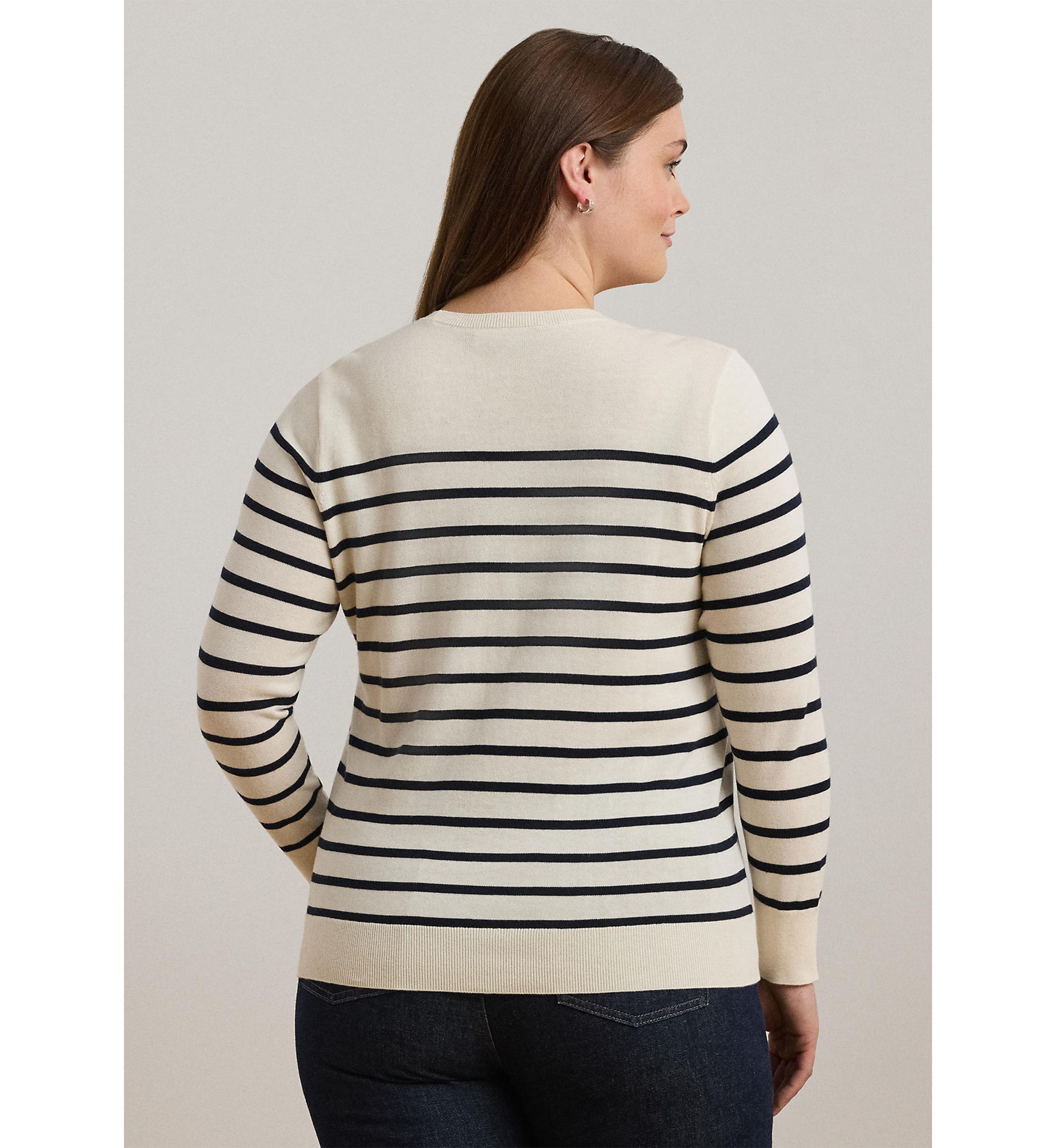 Womens Striped Cotton-Blend Sweater