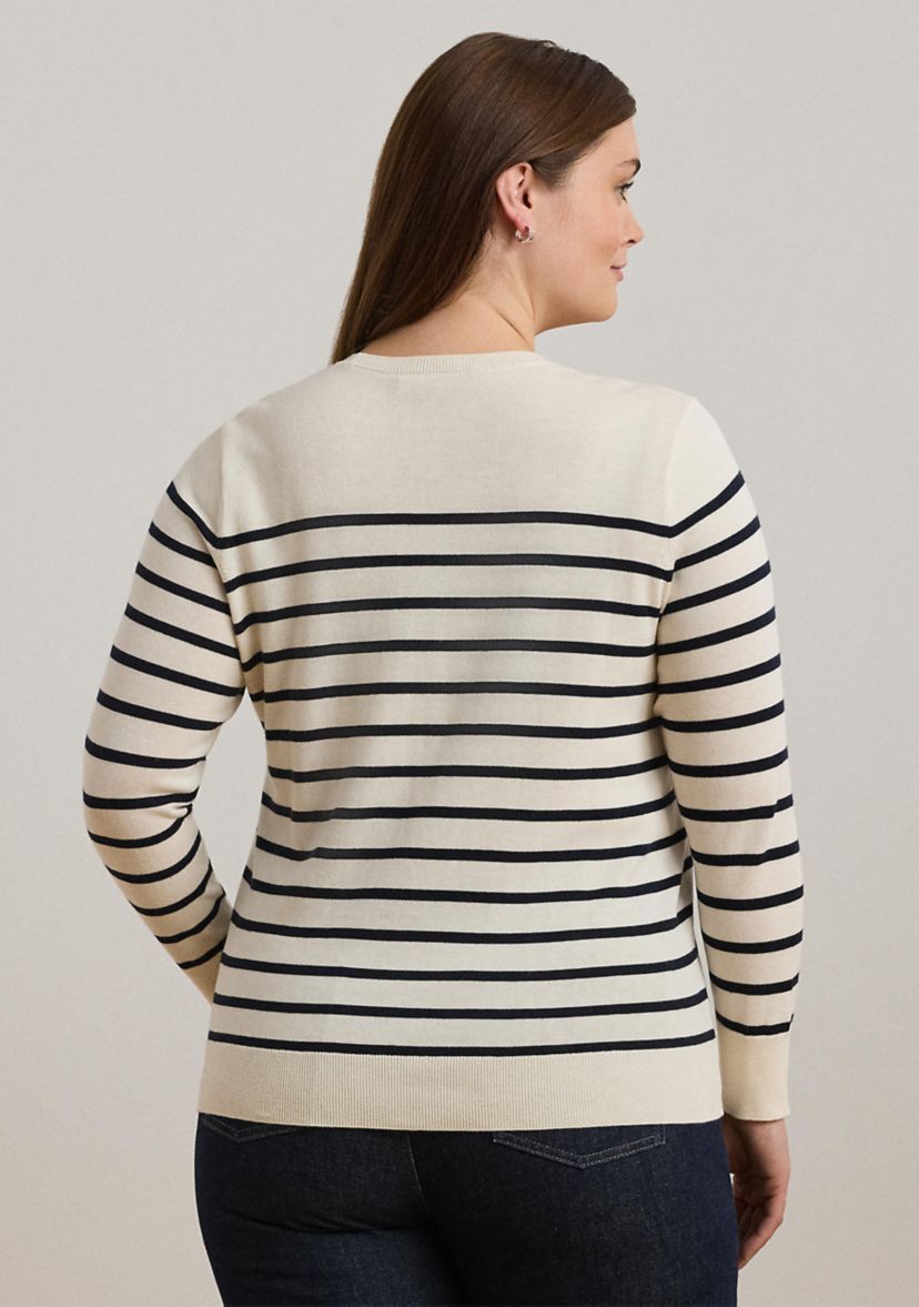 Womens Striped Cotton-Blend Sweater